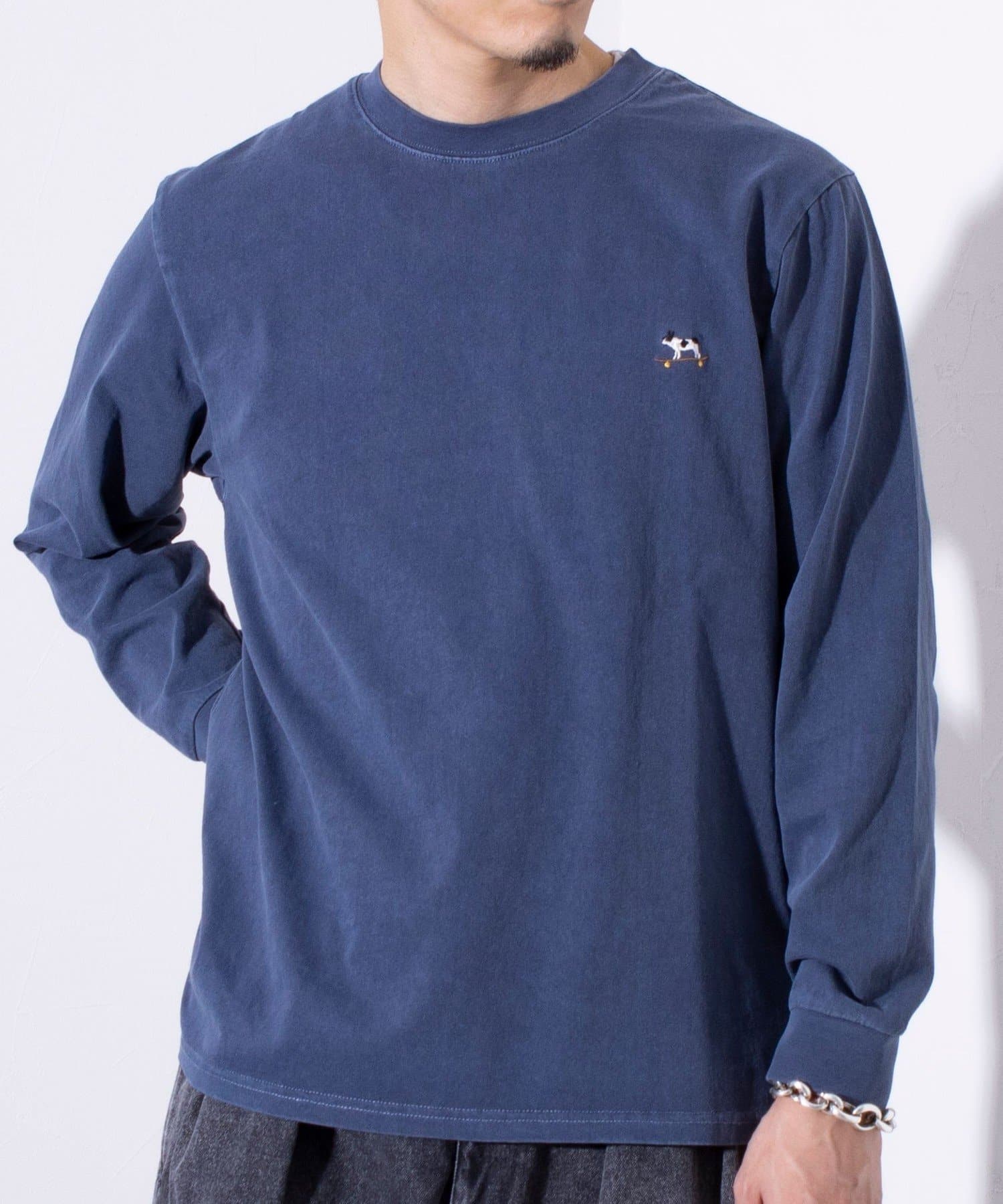 FREDY & GLOSTER(フレディ アンド グロスター) 【GLOSTER】16天竺 フレンチブルドッグ刺繍 ロングスリーブTシャツ