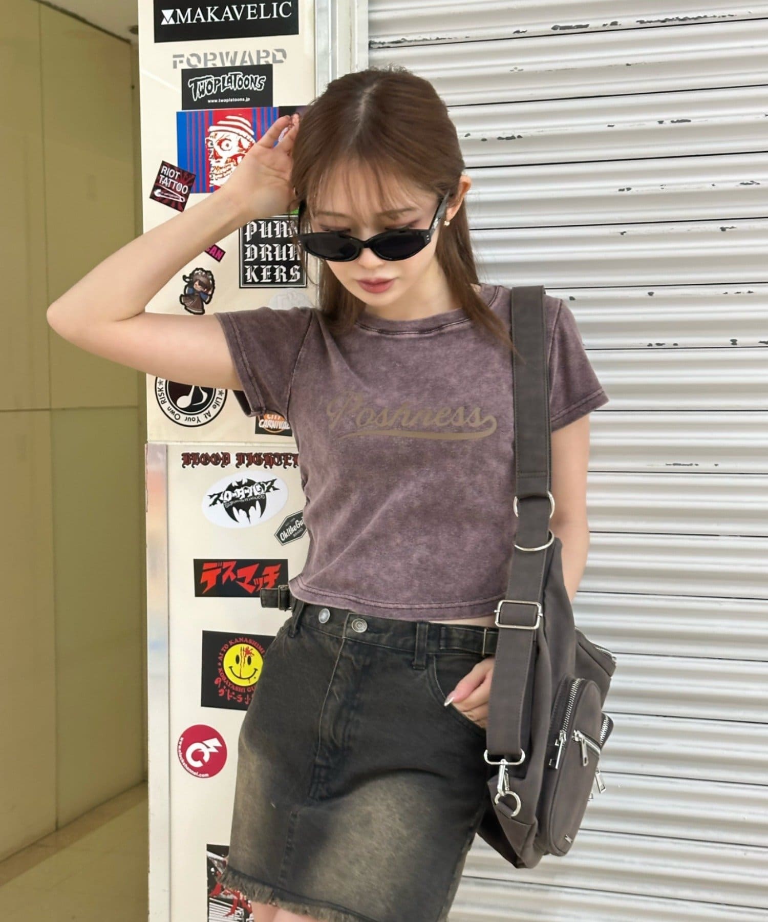 RAY CASSIN(レイカズン) ピグメントシャーリングロゴチビTシャツ