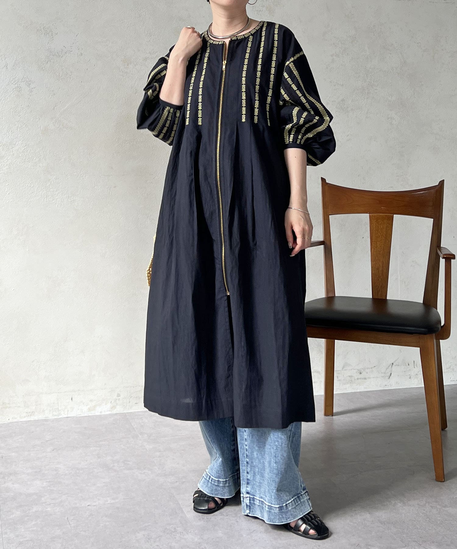 刺繍ジップワンピース | Croisiere(クロジエール)レディース 刺繍ジップワンピース | Croisiere(クロジエール)レディース