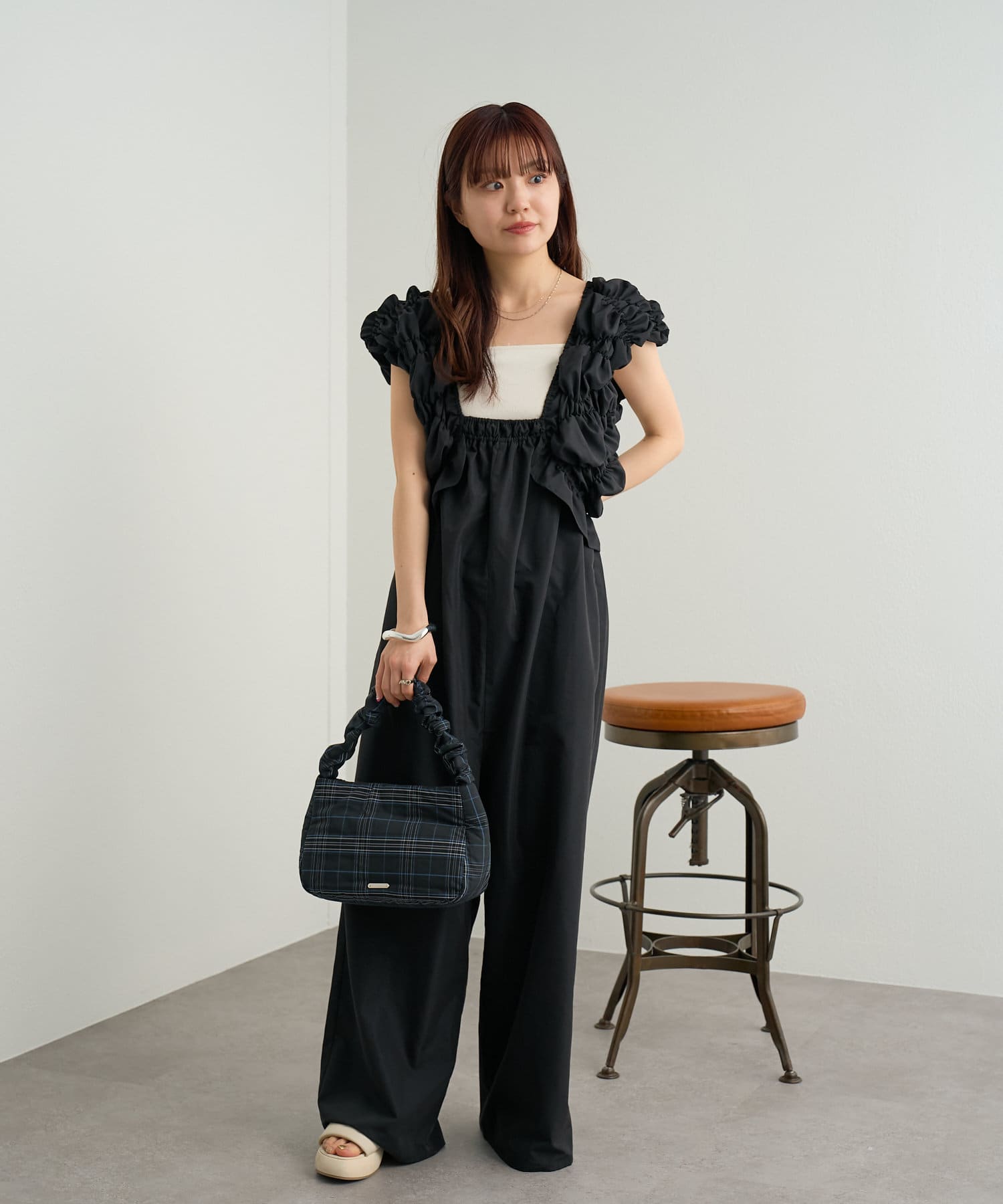Kastane(カスタネ) 【500mlペットボトル収納可能】チェックシャーリングBAG