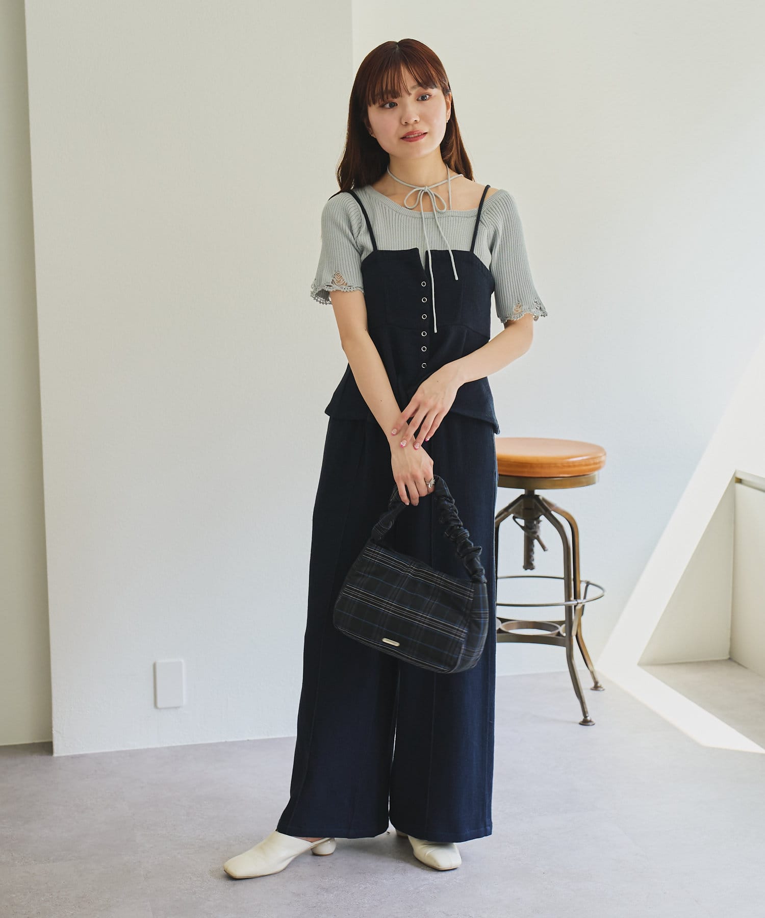 Kastane(カスタネ) 【500mlペットボトル収納可能】チェックシャーリングBAG
