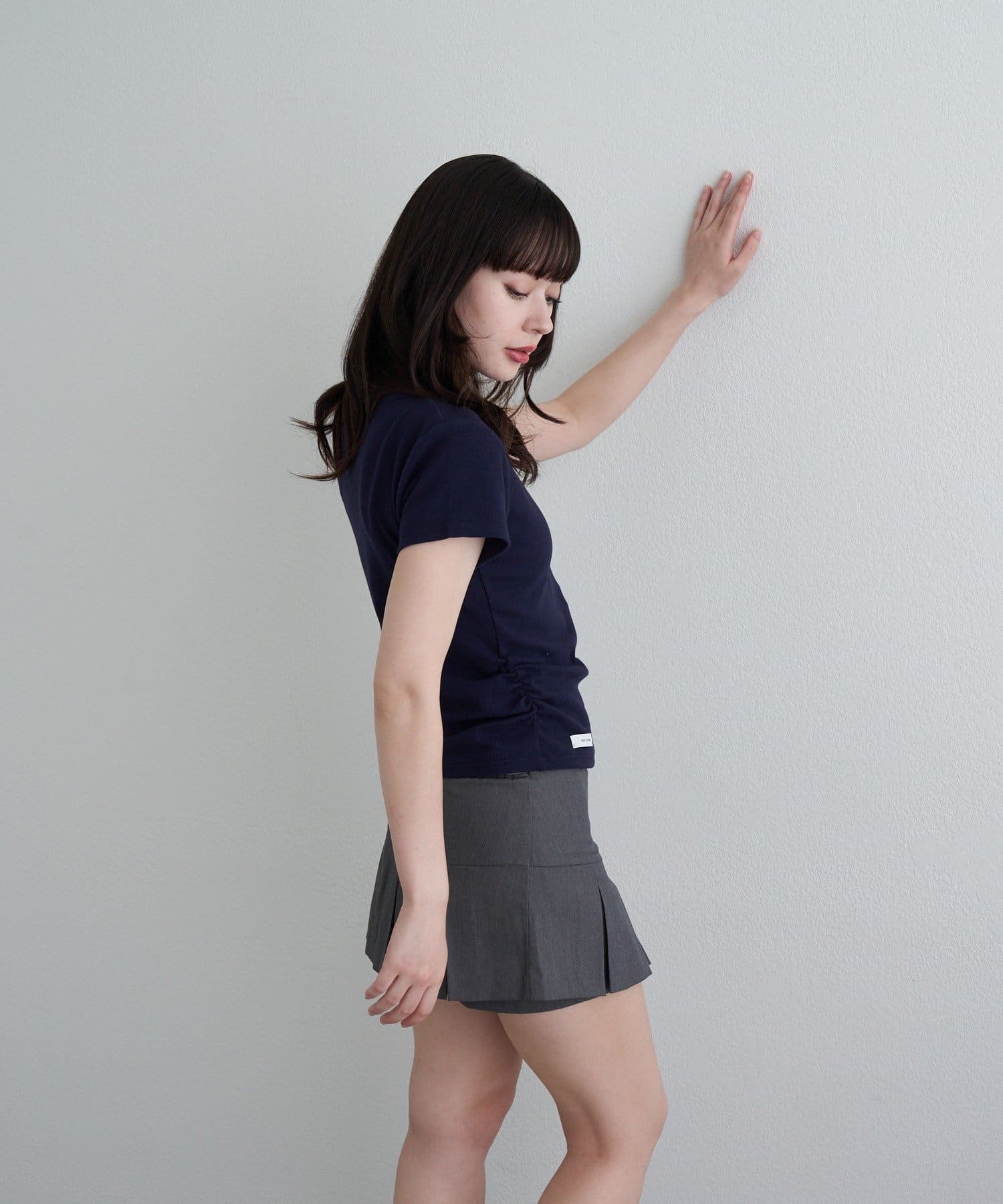 RAY CASSIN Vネックヘンリー胸刺繍半袖Tシャツ 華奢見えが叶う/ 6色展開】Vネックヘンリー胸刺繍半袖Tシャツ