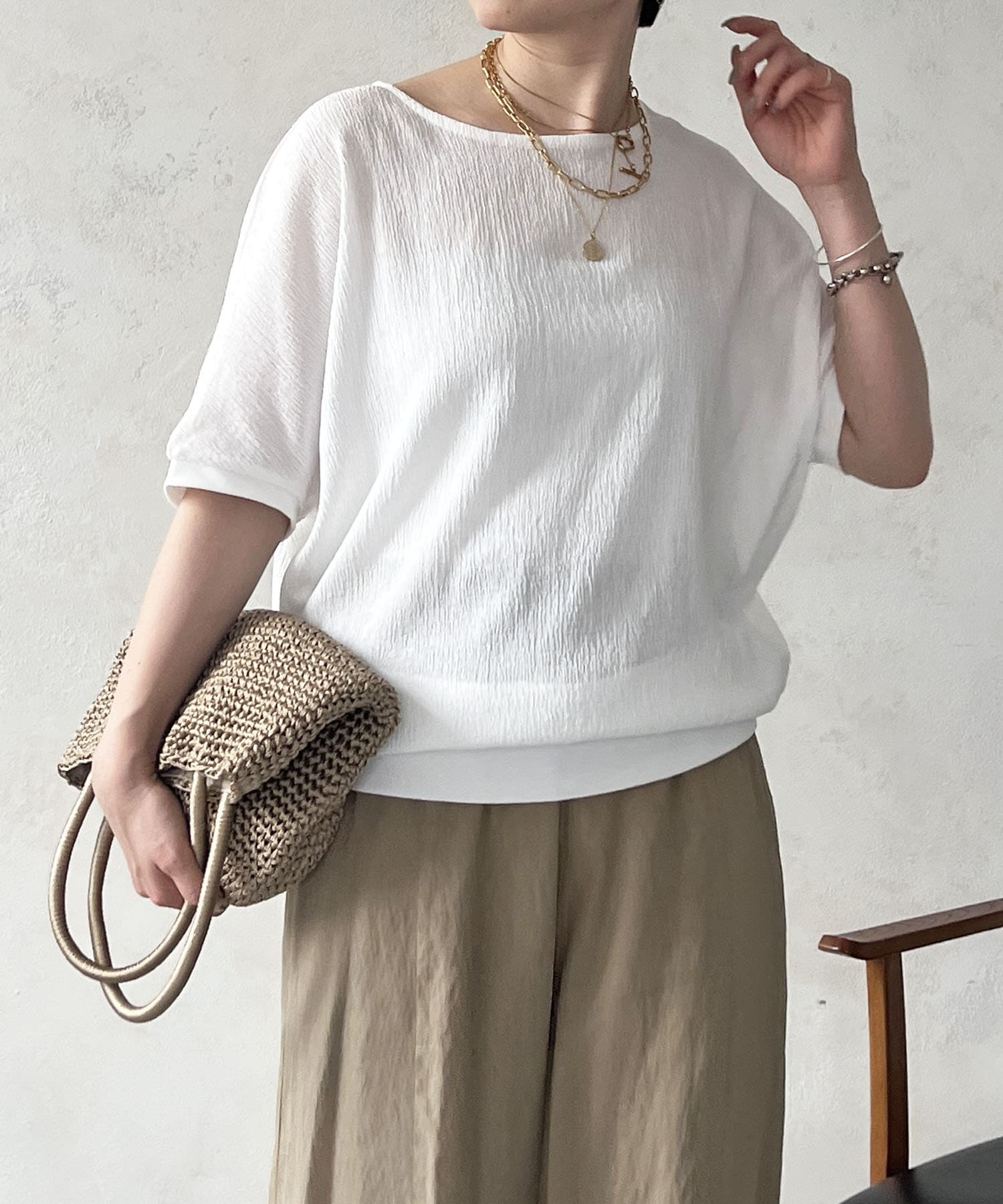 Croisiere(クロジエール) シャーリングドルマンカットソー