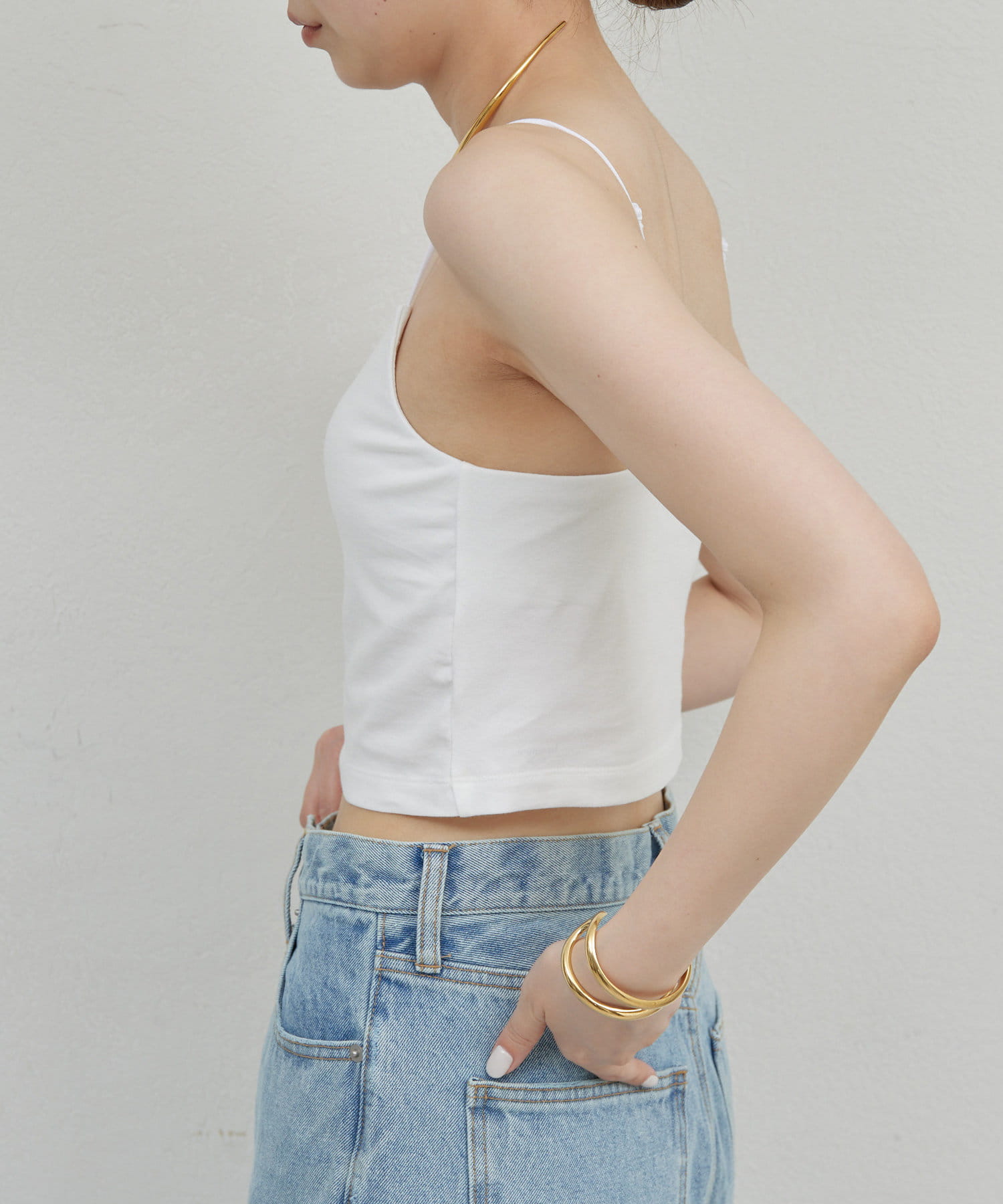 【未使用】Plage short top華奢ストラップキャミソール シルバー Plage short top華奢ストラップキャミソール シルバー