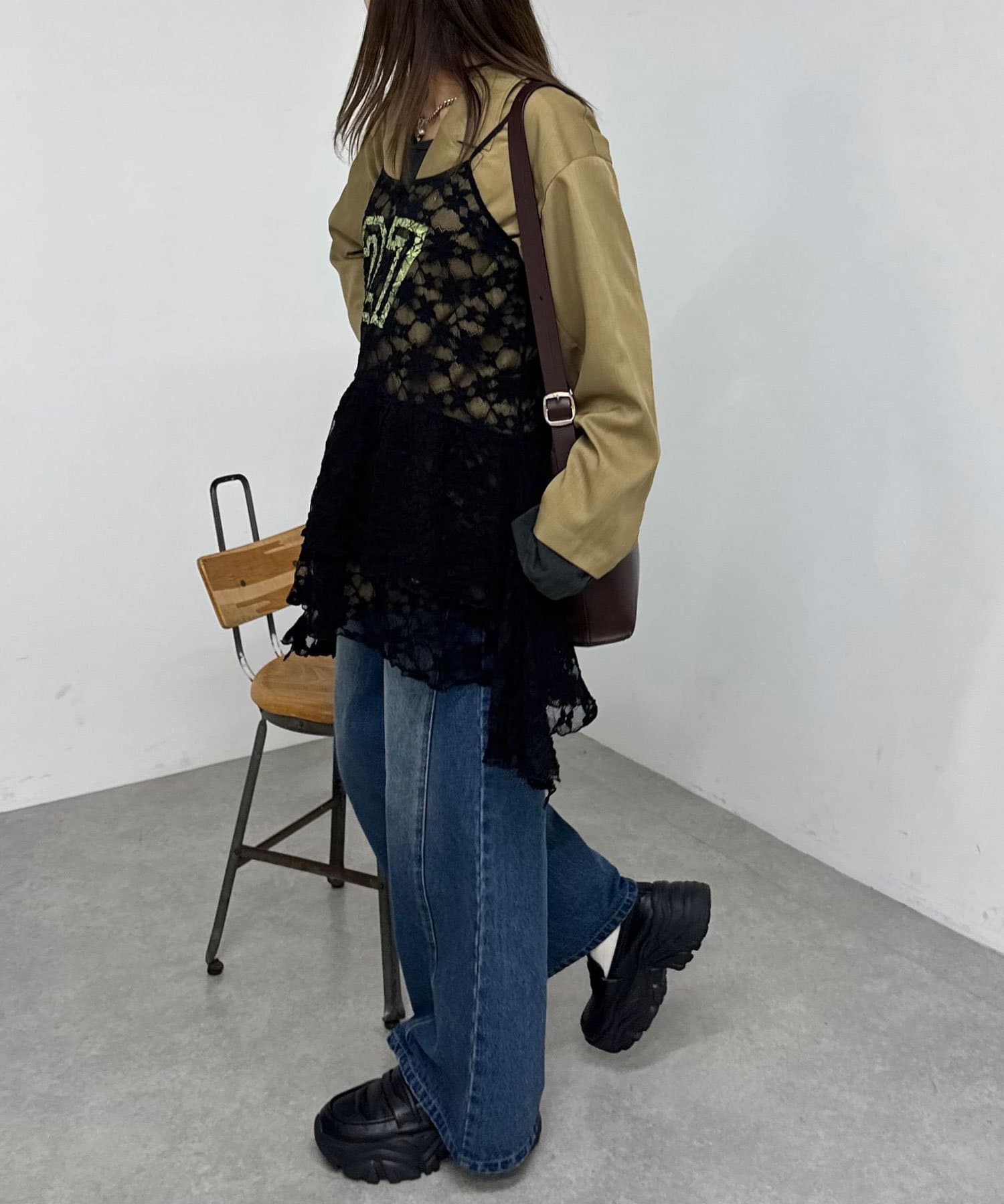 CIAOPANIC(チャオパニック) レースチュニックナンバリングイレヘムワンピース