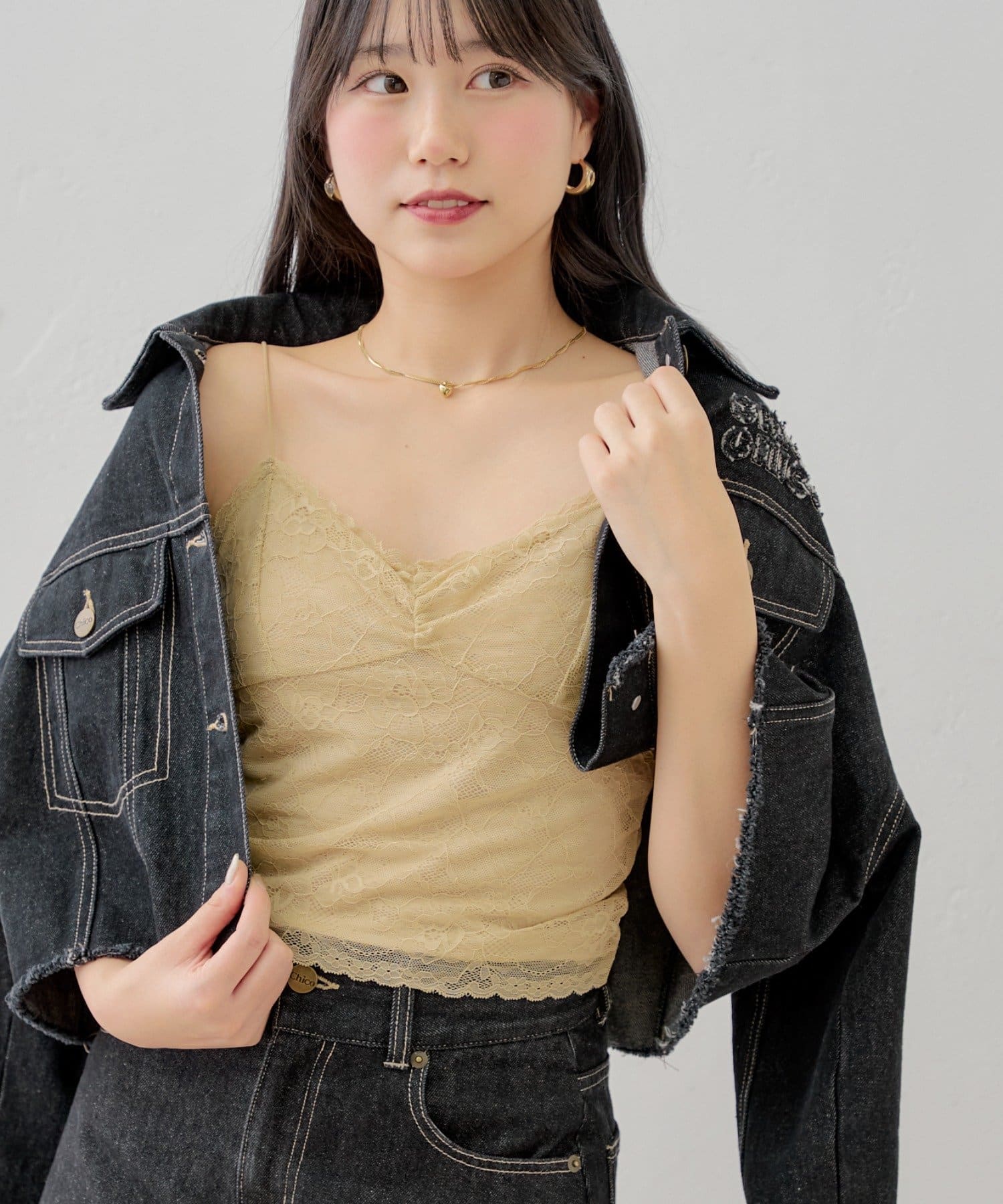 OUTLET(アウトレット) 【Chico】カップ付きレースキャミソール