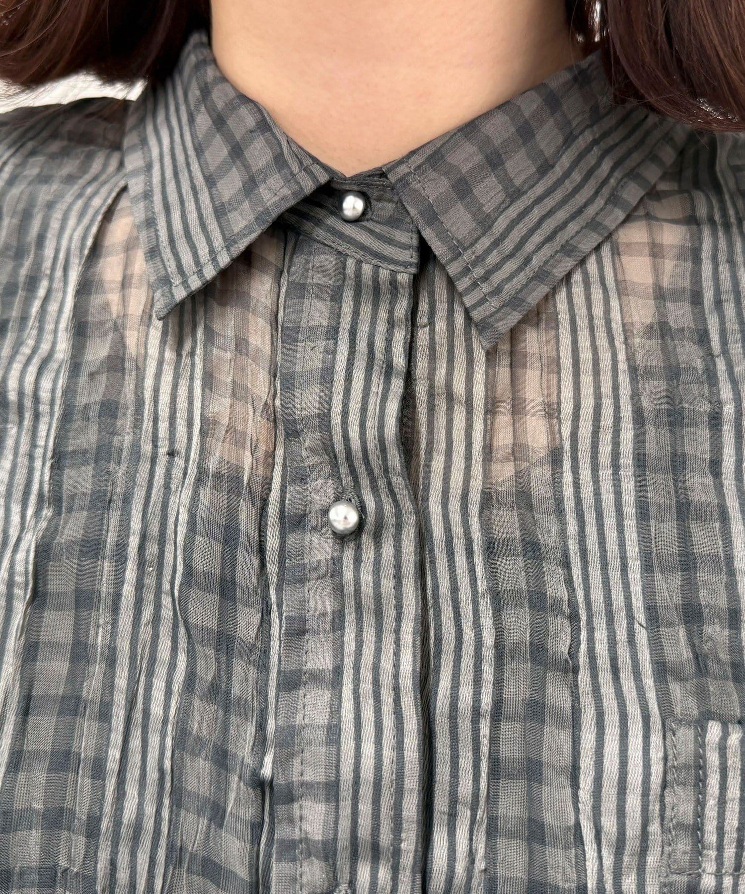 FREDY & GLOSTER(フレディ アンド グロスター) チェック柄シアーシャツ