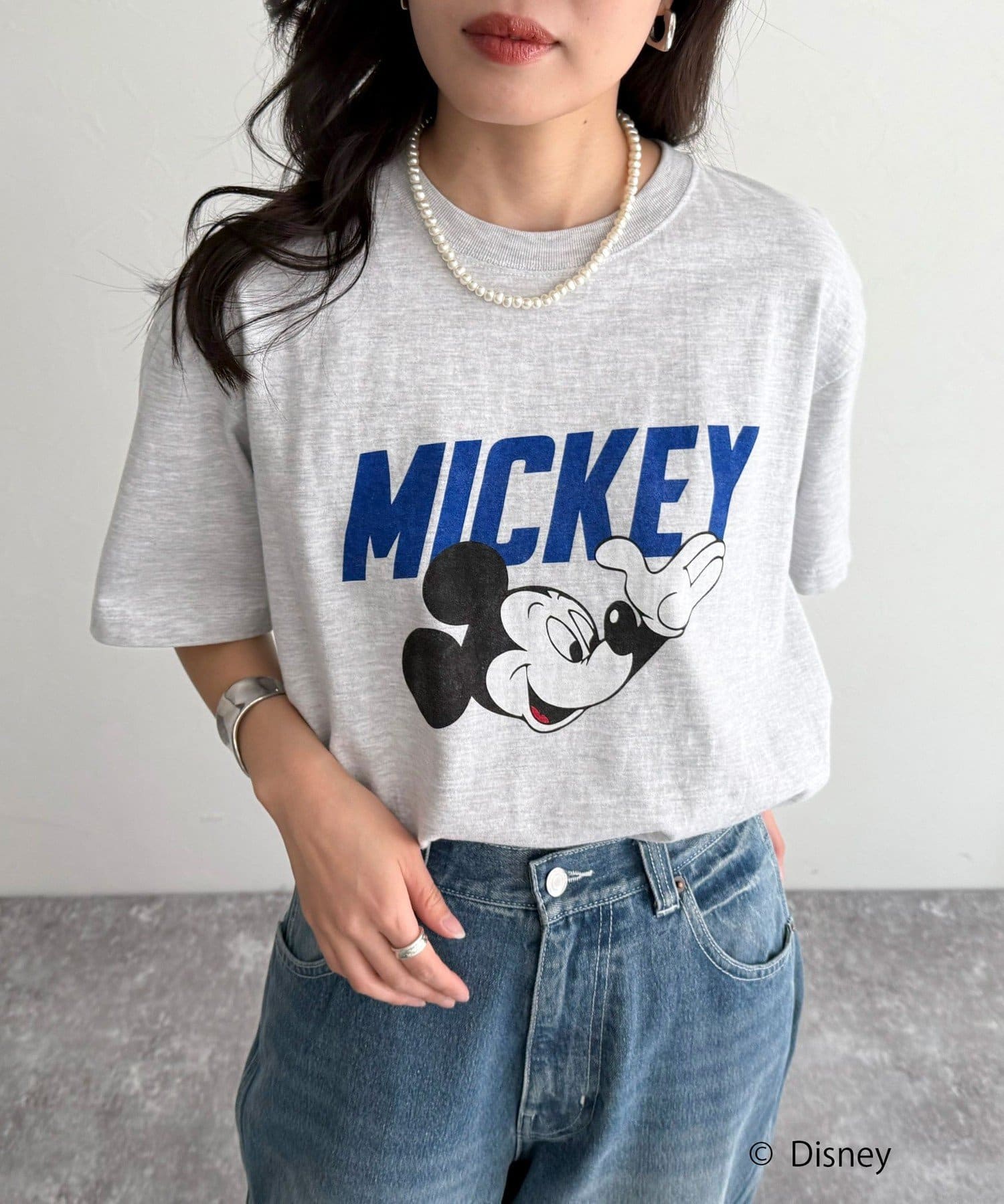 FREDY & GLOSTER(フレディ アンド グロスター) レディース 【GOOD ROCK SPEED】Disney Mickey 半袖Tシャツ ライトグレー