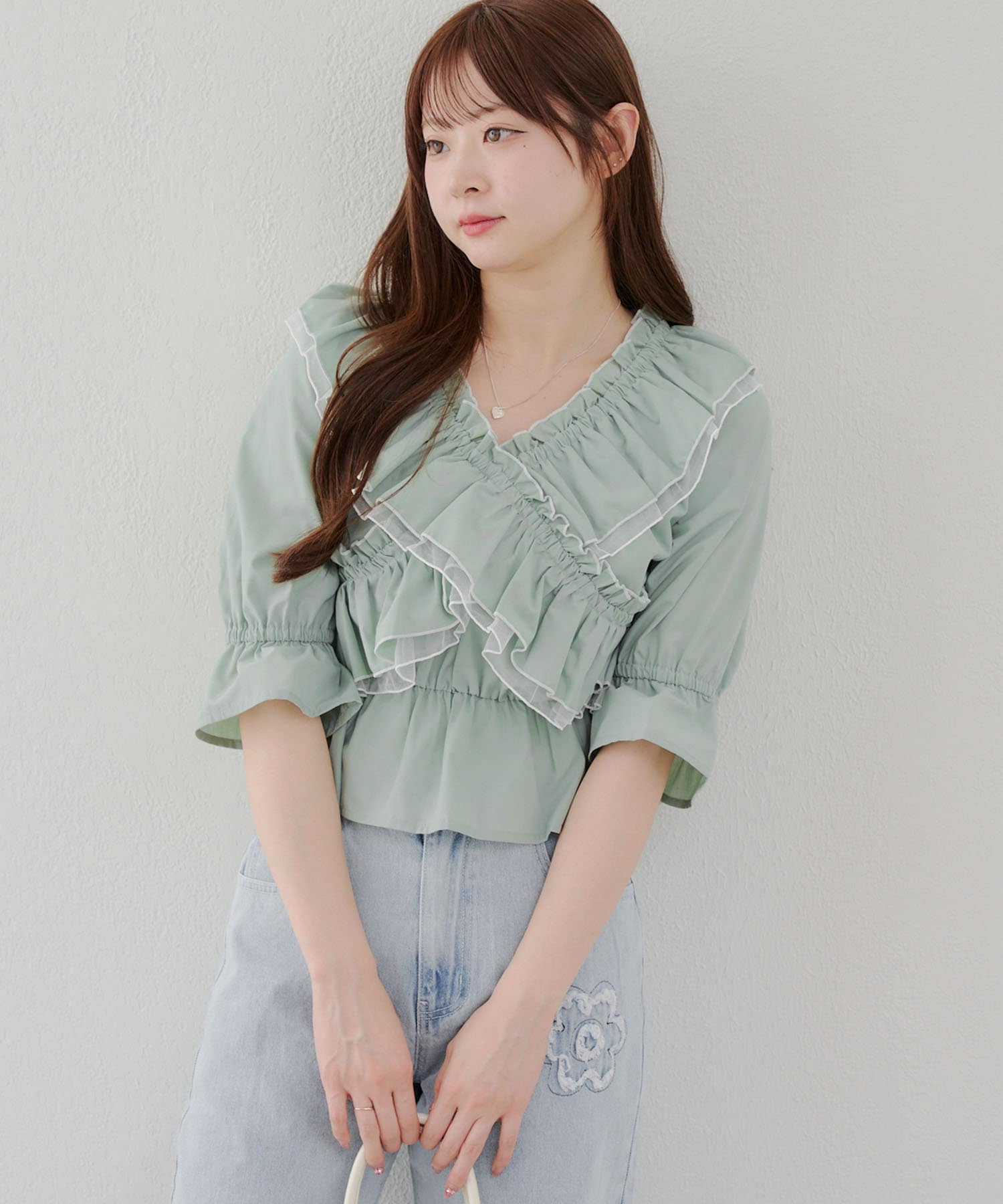 Remind me and forever(リマインドミーアンドフォーエバー) 【レディライクに】クロス衿ブラウス