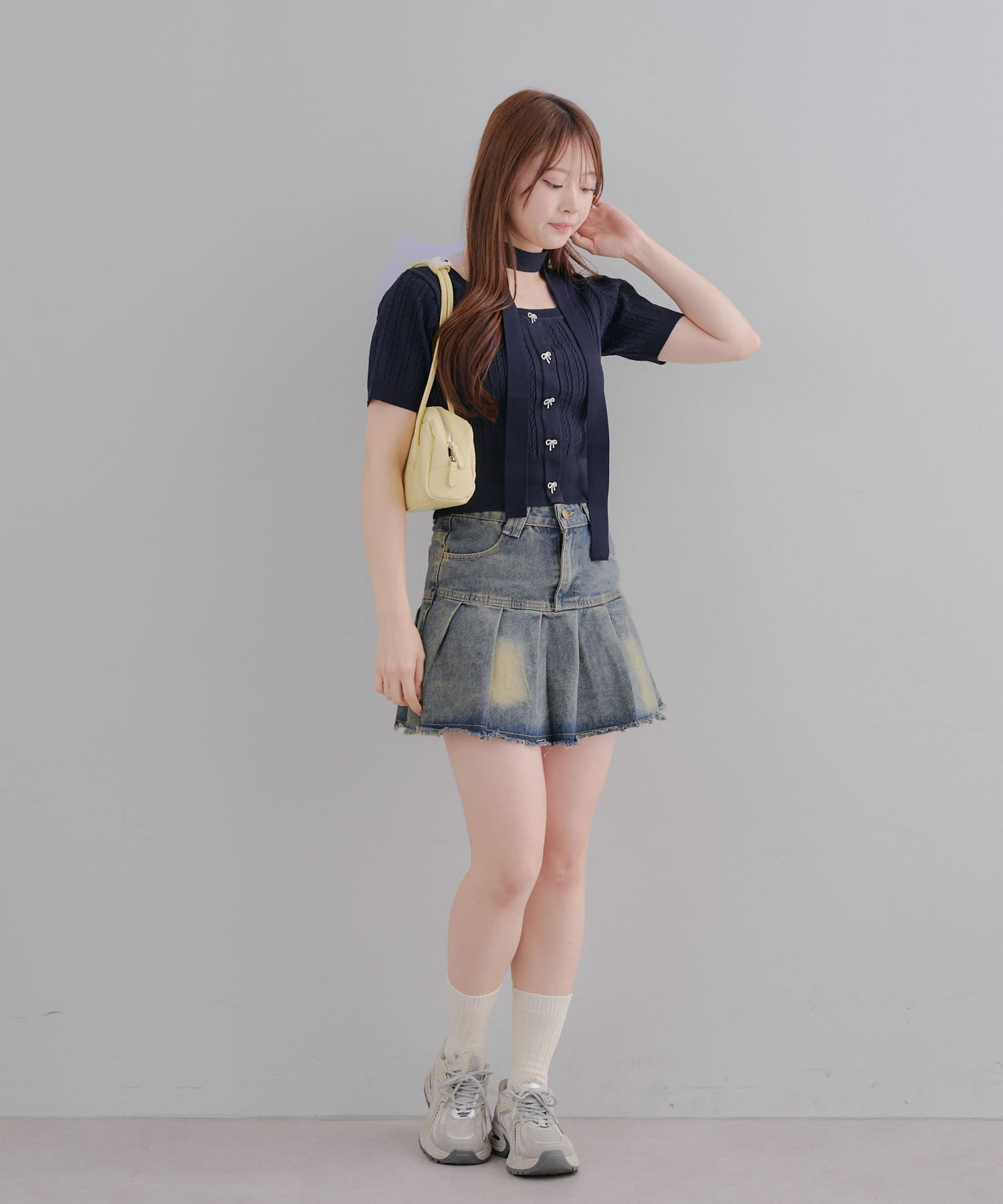 NICE CLAUP / OLIVE des OLIVE OUTLET(ナイスクラップ  / オリーブ デ オリーブ アウトレット) 【RMAF】【韓国ガーリー】チョーカー付ベビーケーブルプルオーバー
