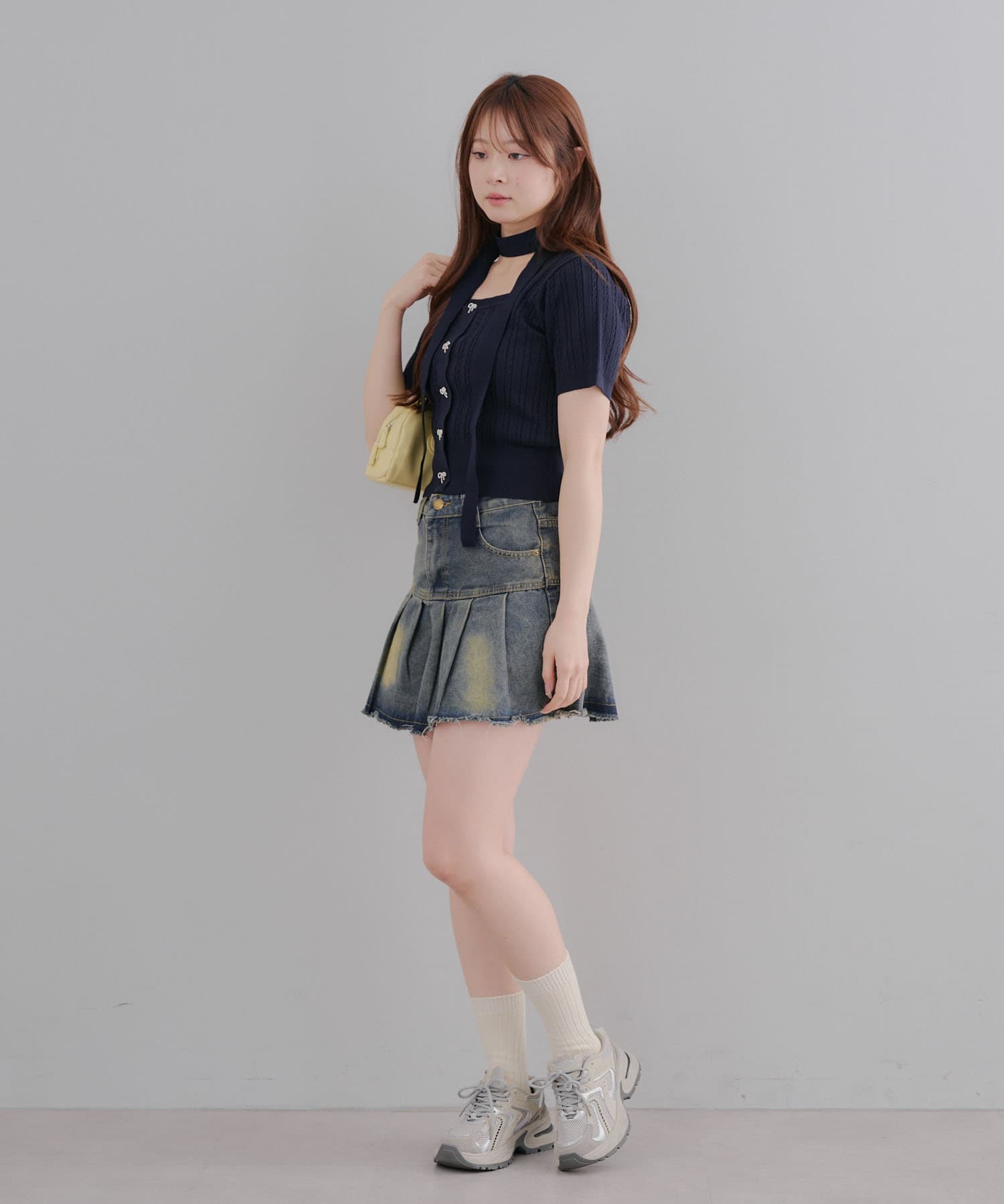 NICE CLAUP / OLIVE des OLIVE OUTLET(ナイスクラップ  / オリーブ デ オリーブ アウトレット) 【RMAF】【韓国ガーリー】チョーカー付ベビーケーブルプルオーバー