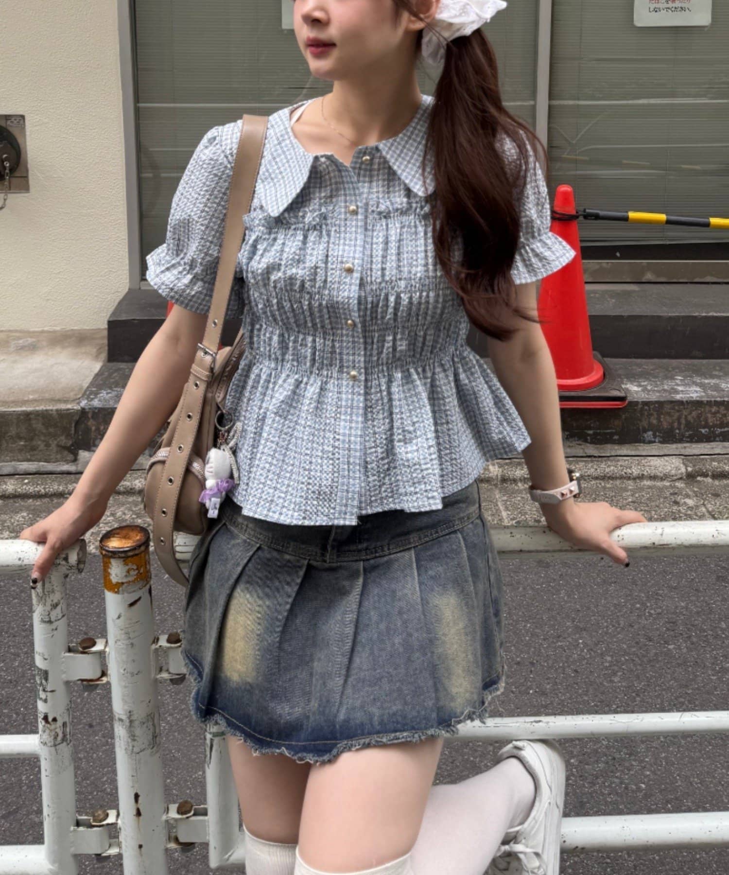 NICE CLAUP / OLIVE des OLIVE OUTLET(ナイスクラップ  / オリーブ デ オリーブ アウトレット) 累計売上1.5万枚突破！【RMAF】【韓国風コーデ叶う!】シャーリング衿付ブラウス