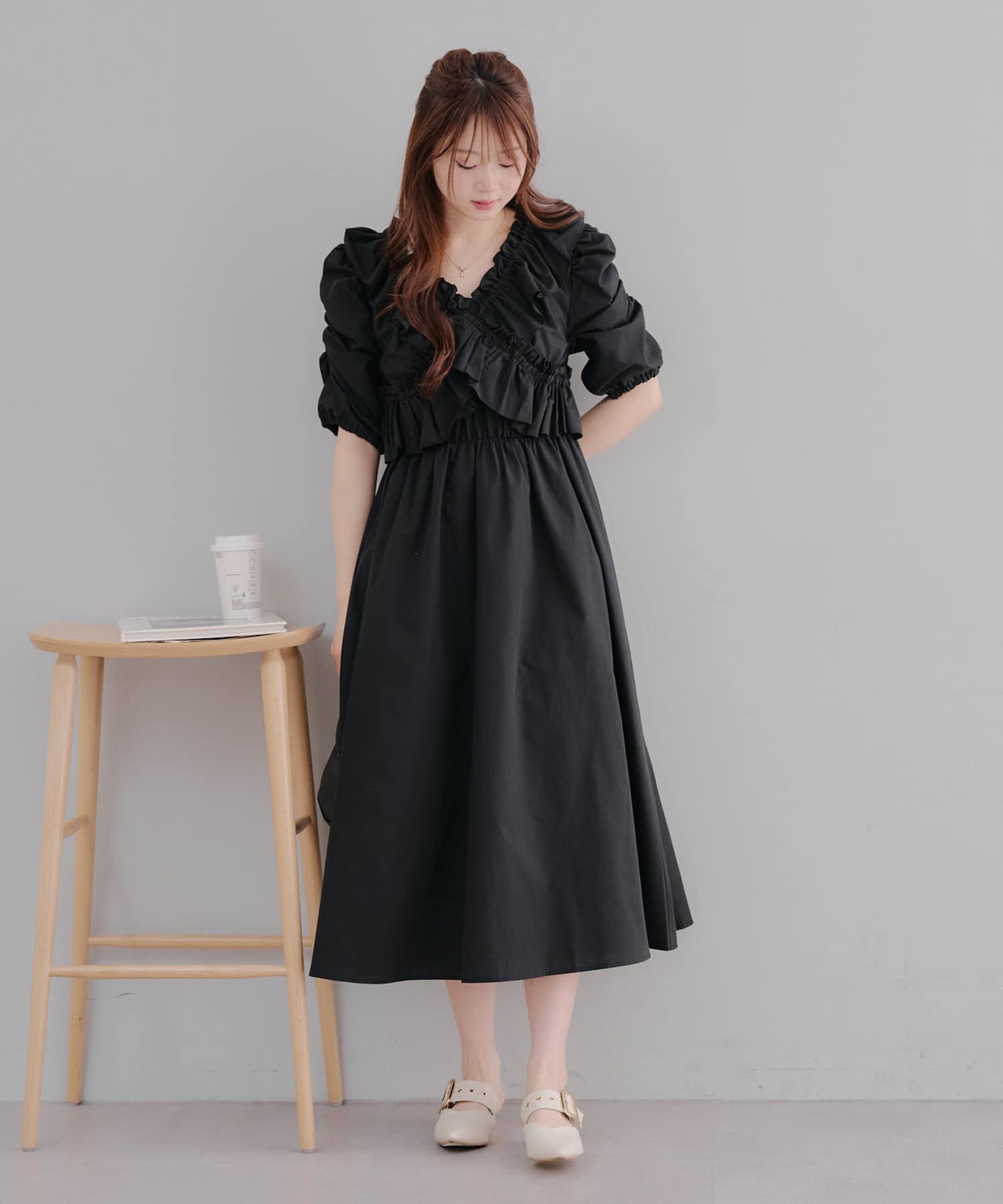 NICE CLAUP / OLIVE des OLIVE OUTLET(ナイスクラップ  / オリーブ デ オリーブ アウトレット) 【一枚でレディなきこなしに】クロス衿ワンピ