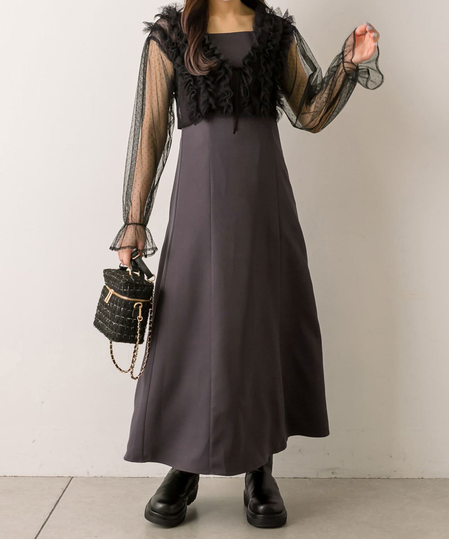 NICE CLAUP / OLIVE des OLIVE OUTLET(ナイスクラップ  / オリーブ デ オリーブ アウトレット) 【OLIVE des OLIVE】チュールボレロ付きワンピース