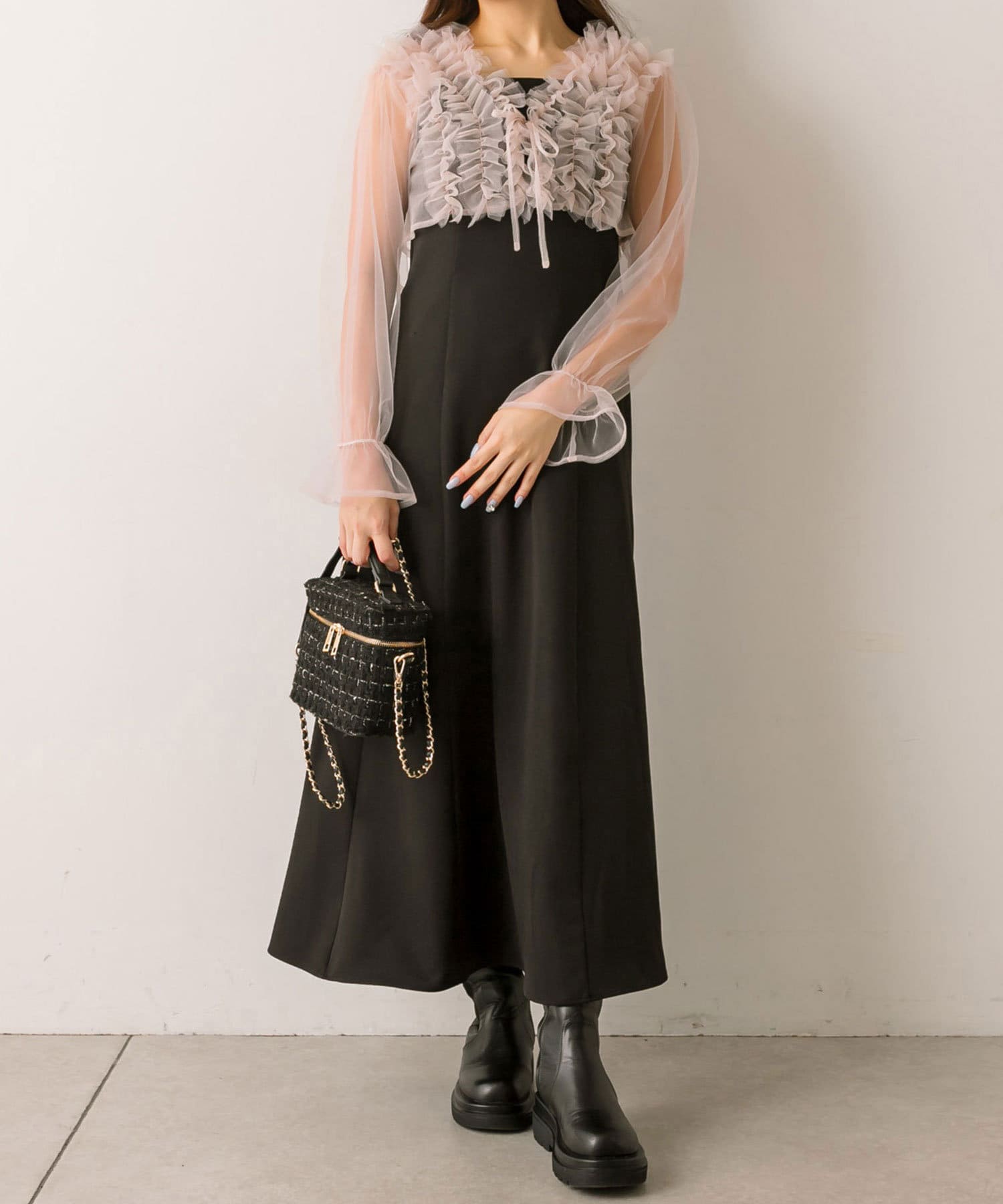 NICE CLAUP / OLIVE des OLIVE OUTLET(ナイスクラップ  / オリーブ デ オリーブ アウトレット) 【OLIVE des OLIVE】チュールボレロ付きワンピース