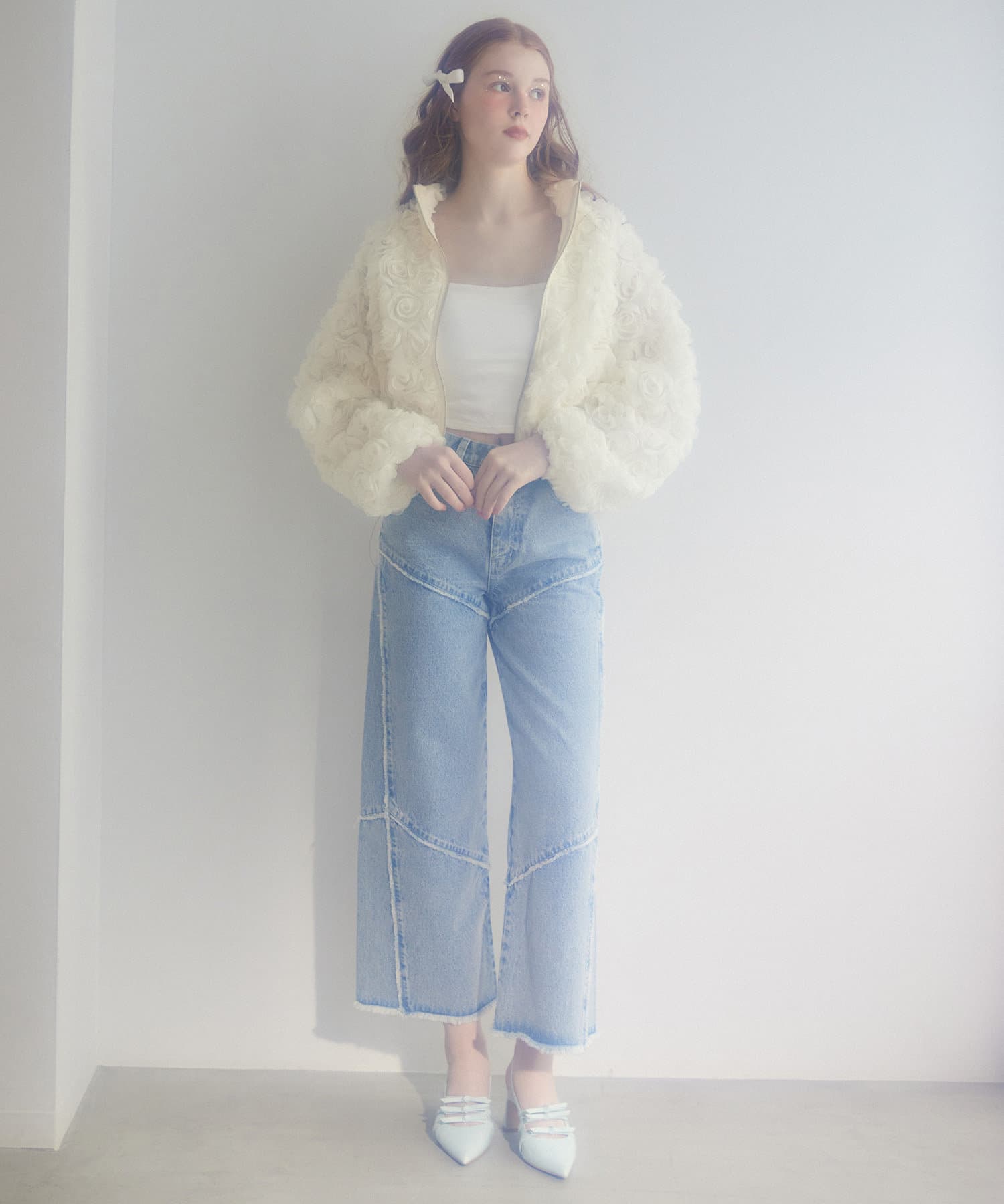 Seemi by NICE CLAUP3Dローズブルゾン Seemi.】3Dローズショートブルゾン | Seemi.by NICE CLAUP(シー