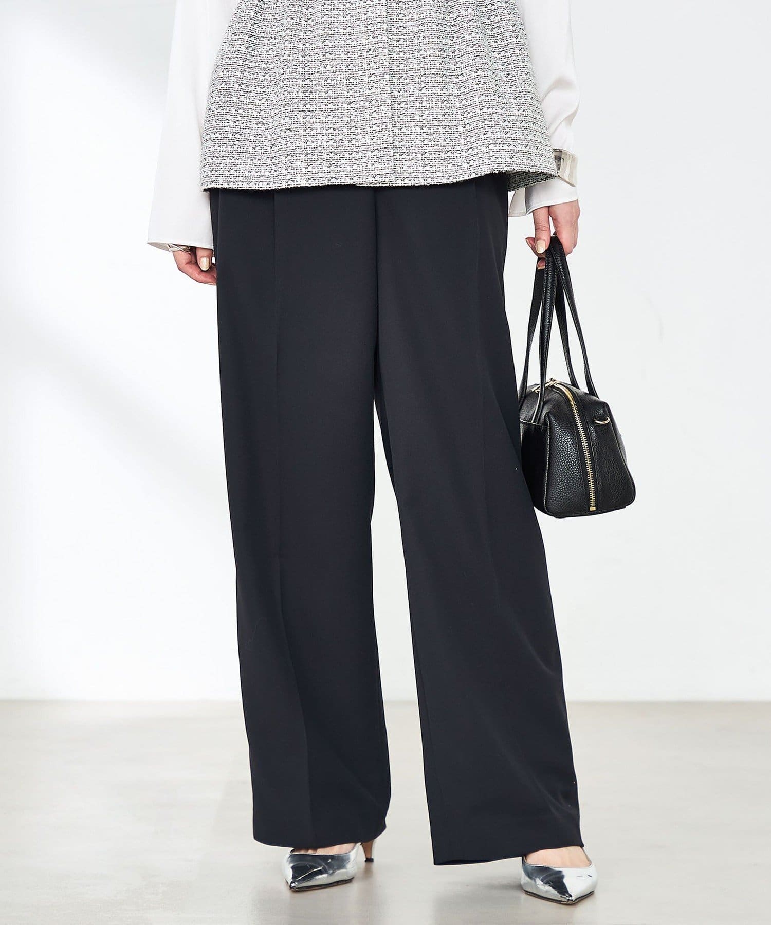 NOLLEY'S(ノーリーズ) ウォッシャブルクリスピーカルゼワイドパンツ