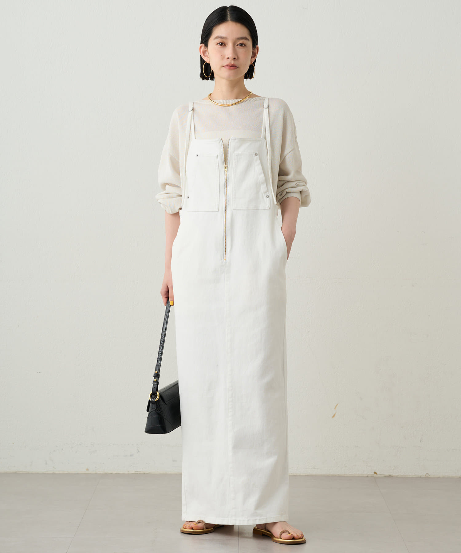 全骨格華奢見えニット】和紙クルーニット | LOUNGEDRESS