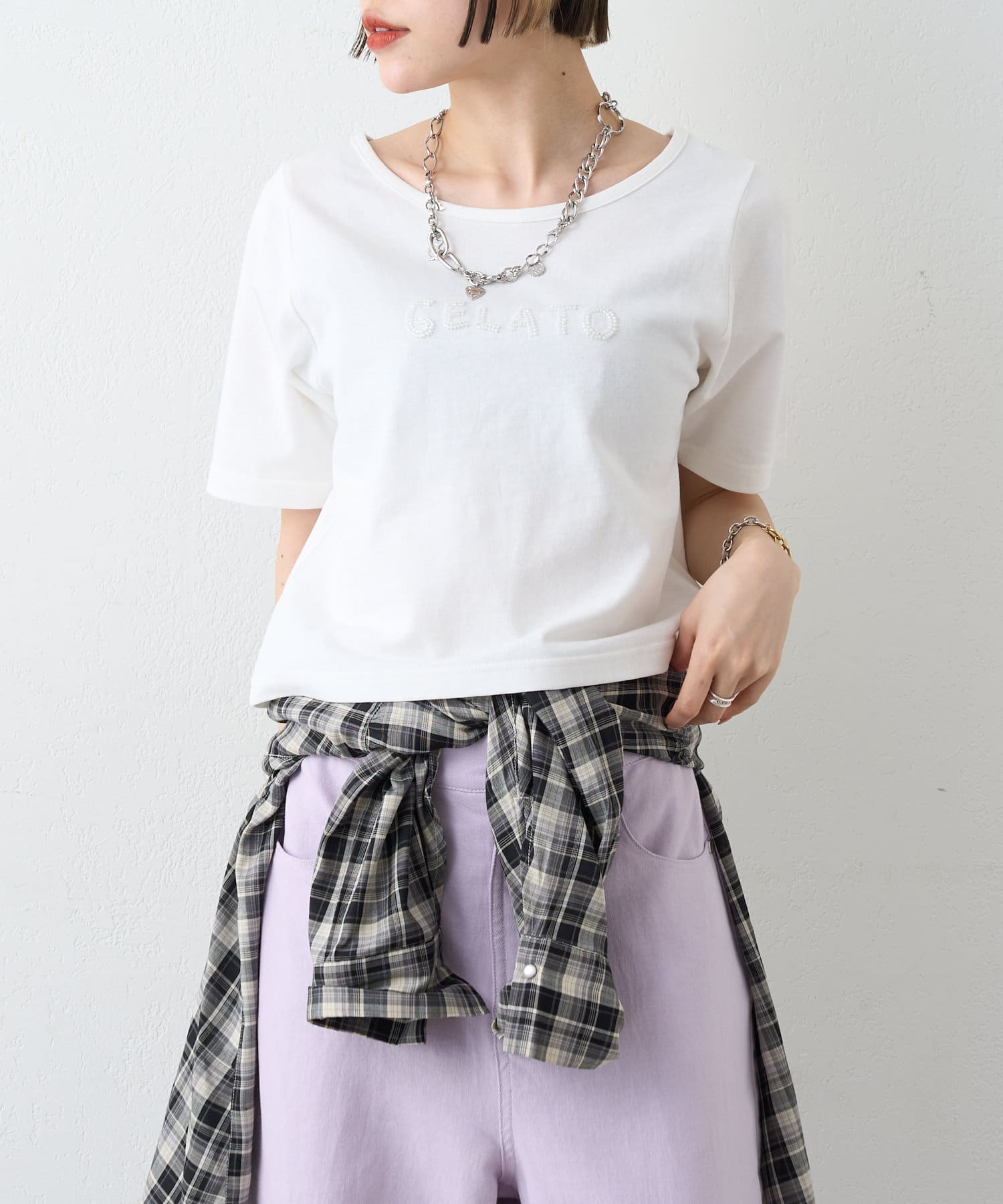 w closet(ダブルクローゼット) ビーズ刺繍Ｔ