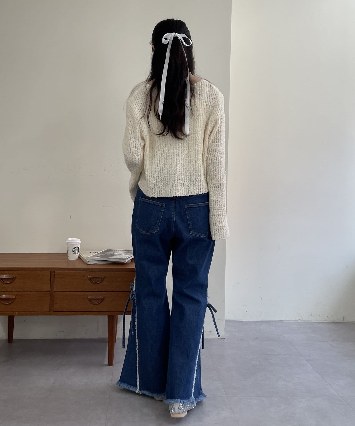 w closet(ダブルクローゼット) 【2サイズ展開】フリンジフレアデニム