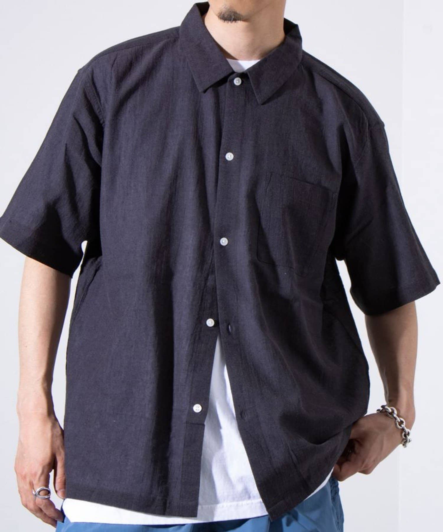 FREDY & GLOSTER(フレディ アンド グロスター) 【GLOSTER】強撚シャンブレー半袖シャツ オーバーシャツ