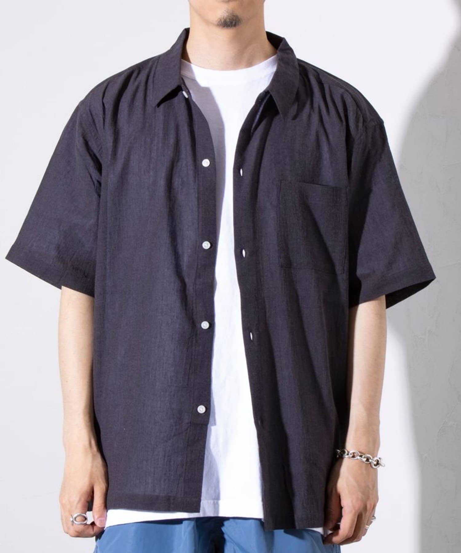 FREDY & GLOSTER(フレディ アンド グロスター) 【GLOSTER】強撚シャンブレー半袖シャツ オーバーシャツ