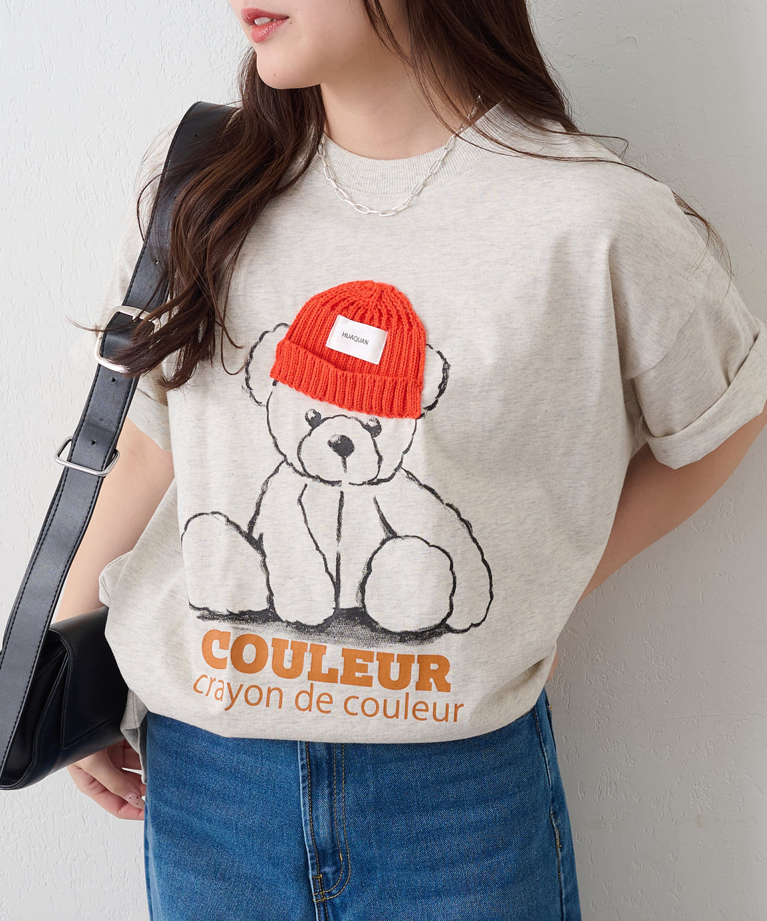 2025SS【ANOTHER BRANCH OLIVE des OLIVE】異素材帽子デザインがインパクト大!!クマちゃんTシャツ■ デザイン・帽子をかぶったクマデザインが目を惹くキュートなTシャツ・