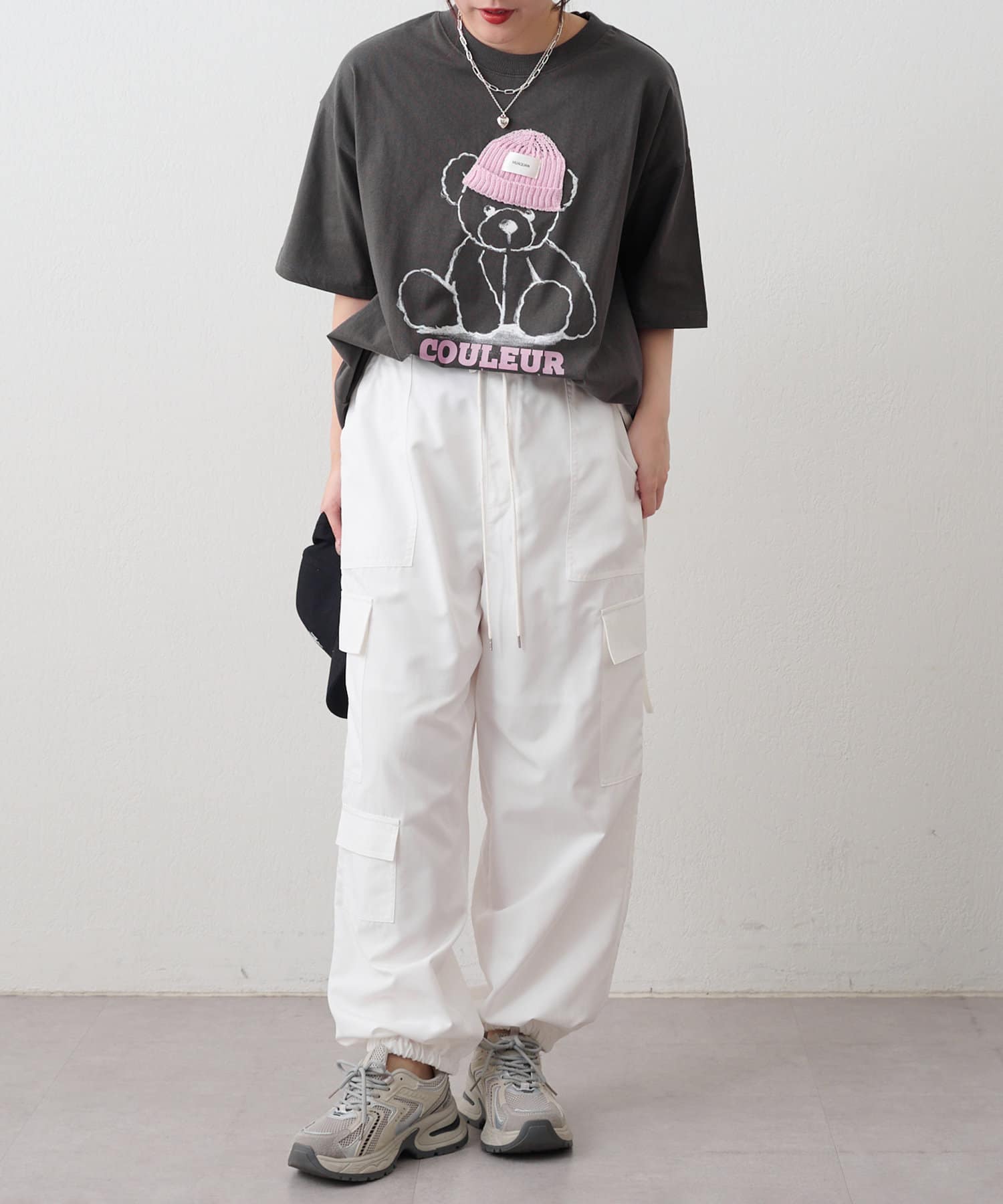 NICE CLAUP / OLIVE des OLIVE OUTLET(ナイスクラップ  / オリーブ デ オリーブ アウトレット) 【RMAF】【キュートな存在感◎】ニット帽かぶったクマBigT