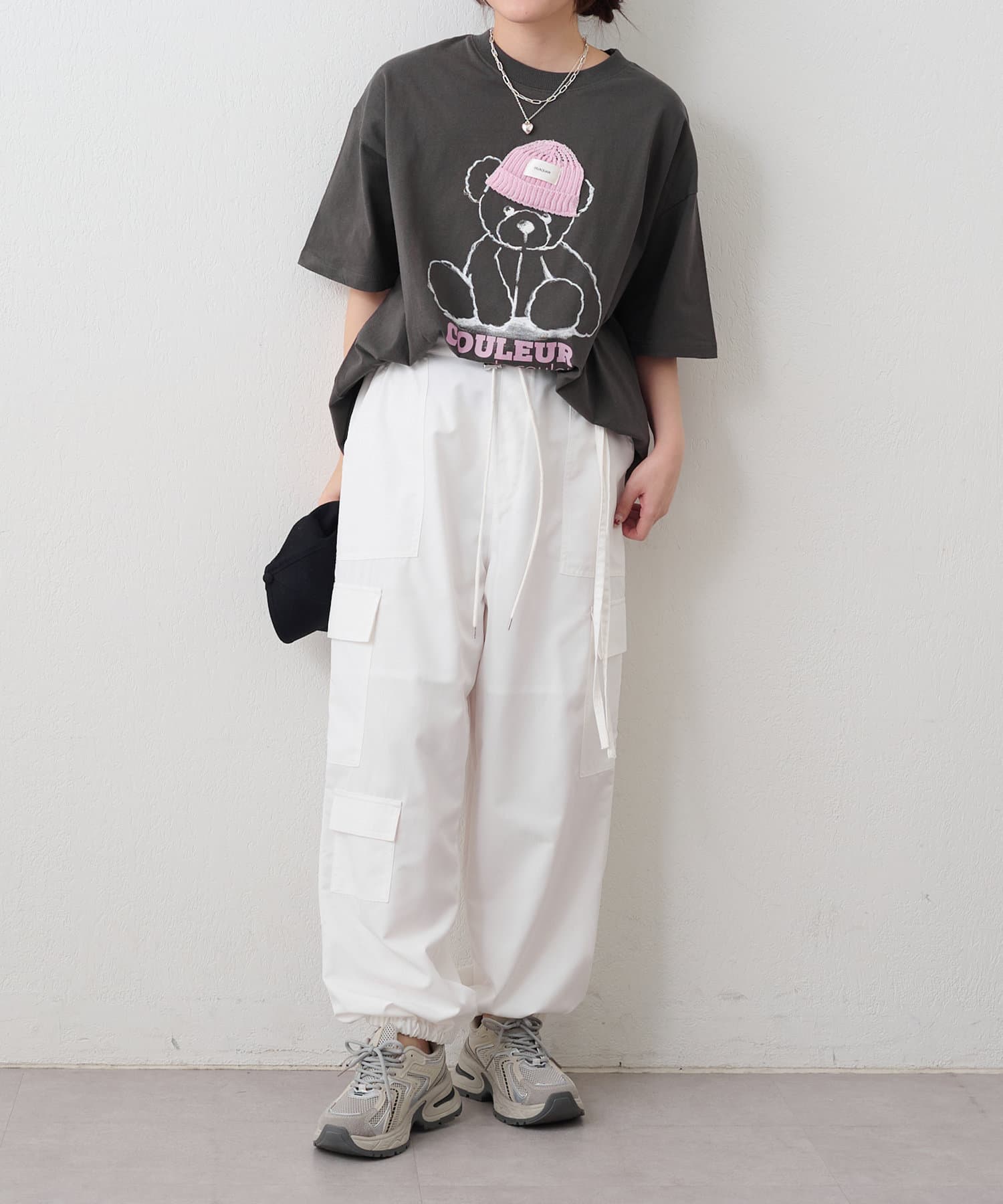 NICE CLAUP / OLIVE des OLIVE OUTLET(ナイスクラップ  / オリーブ デ オリーブ アウトレット) 【RMAF】【キュートな存在感◎】ニット帽かぶったクマBigT