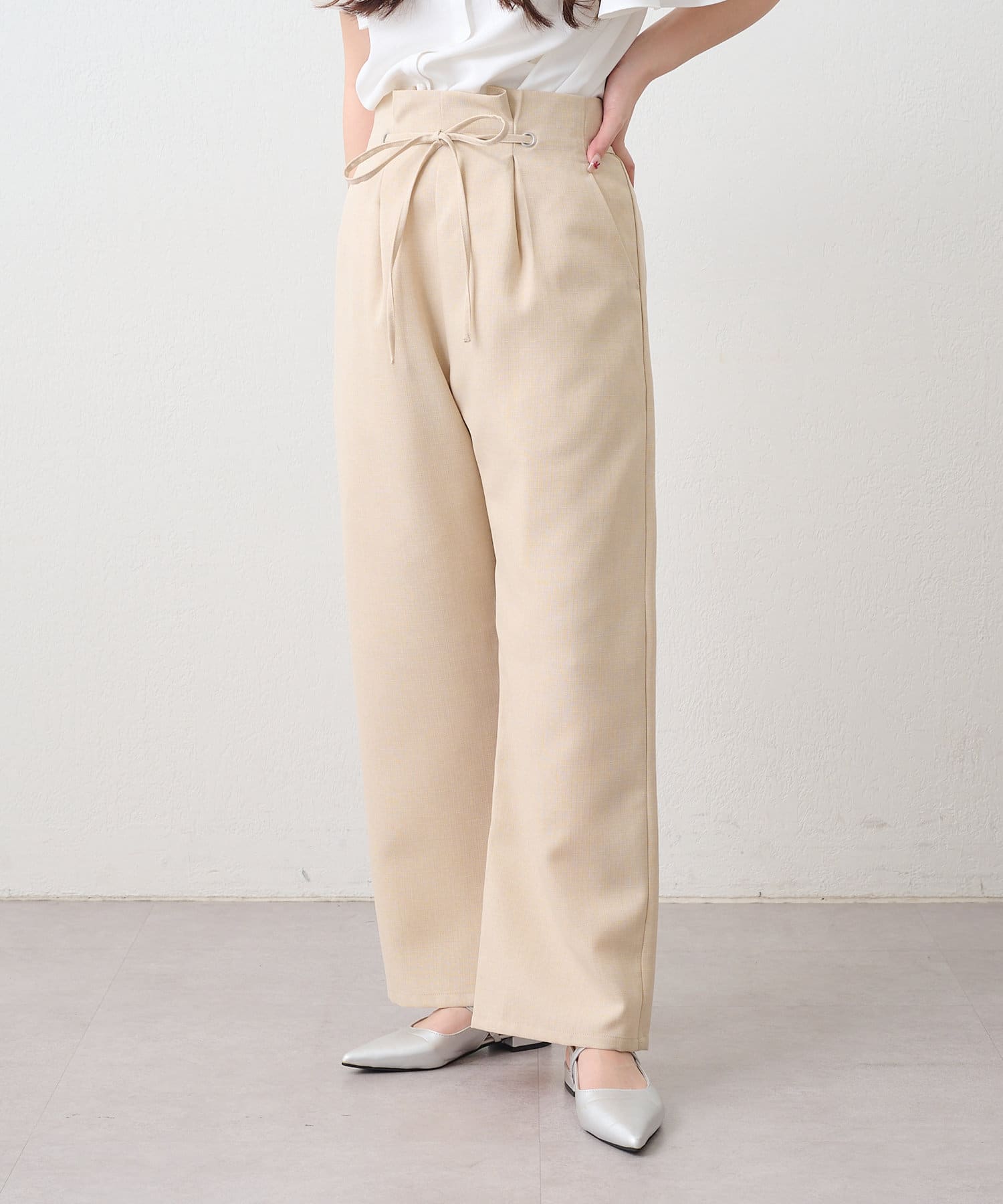 細見えシルエット、ウエストハトメイージーパンツ | Remind me and