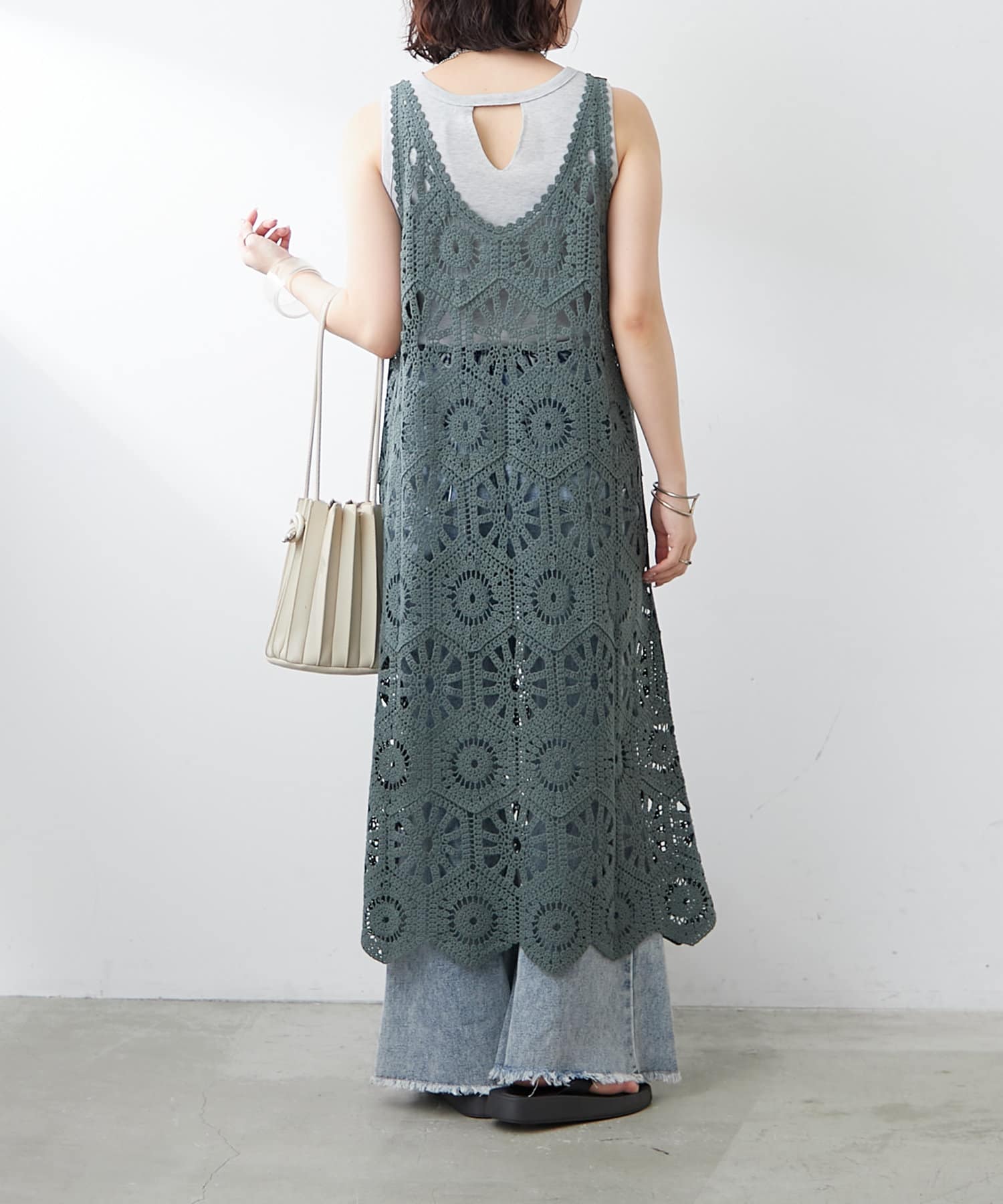 Remind me and forever(リマインドミーアンドフォーエバー) 【好評につき新色登場！】クロシェレースノースリワンピース