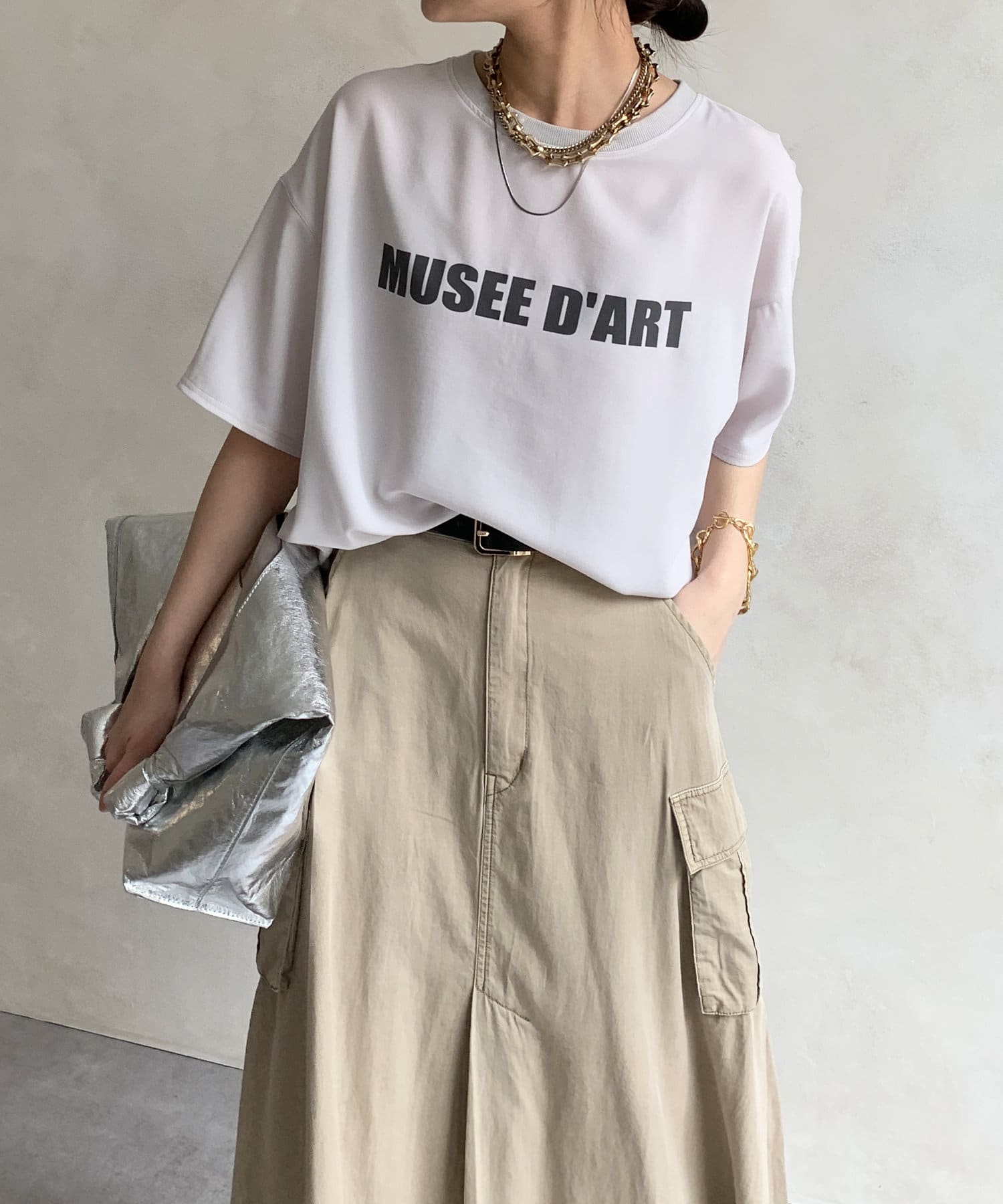 DOUDOU(ドゥドゥ) 【お気に入り総選挙２位！】【昨年大人気の“テロTEE” 】バックボタンジョーゼットロゴTEE