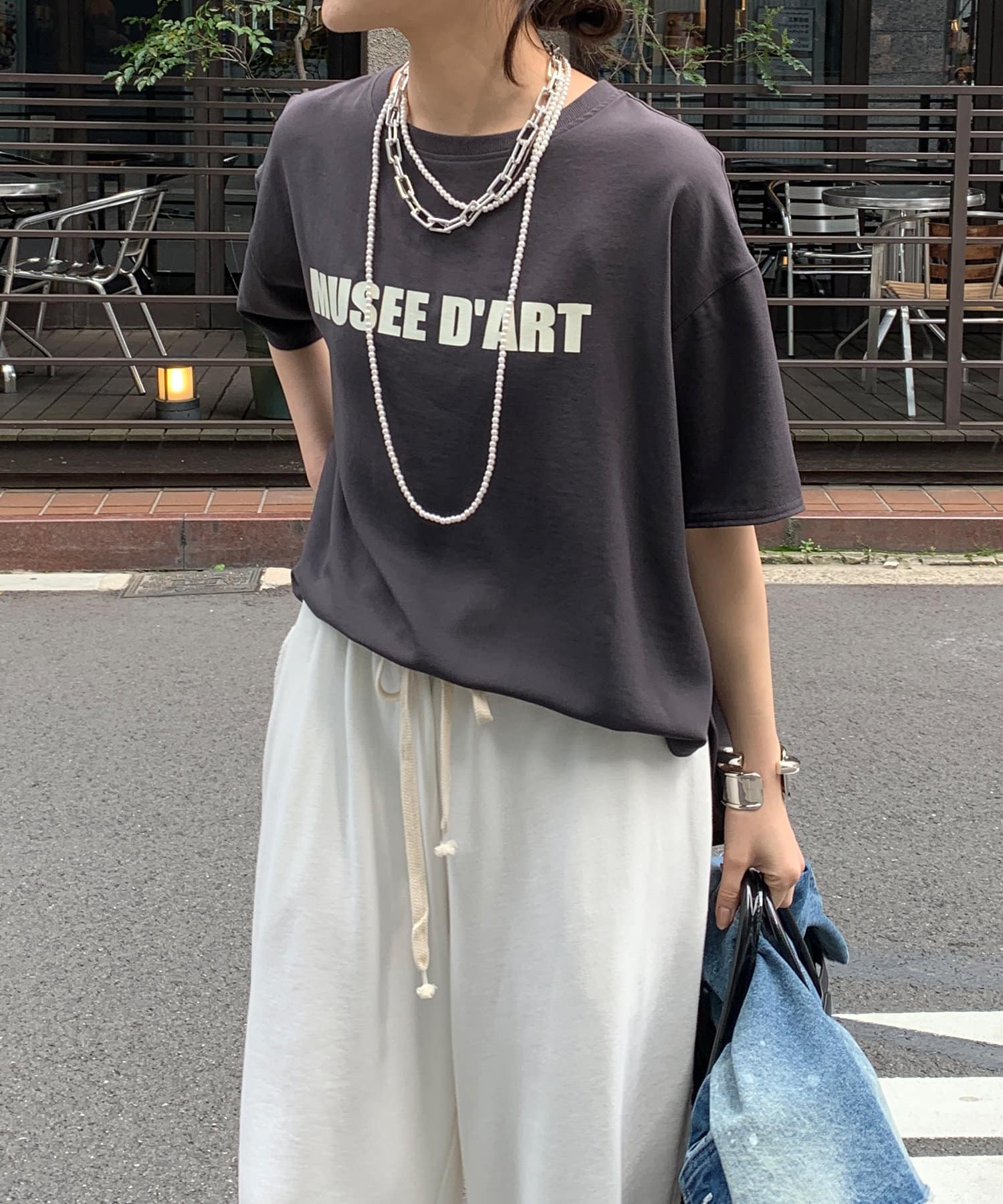 DOUDOU(ドゥドゥ) 【お気に入り総選挙２位！】【昨年大人気の“テロTEE” 】バックボタンジョーゼットロゴTEE