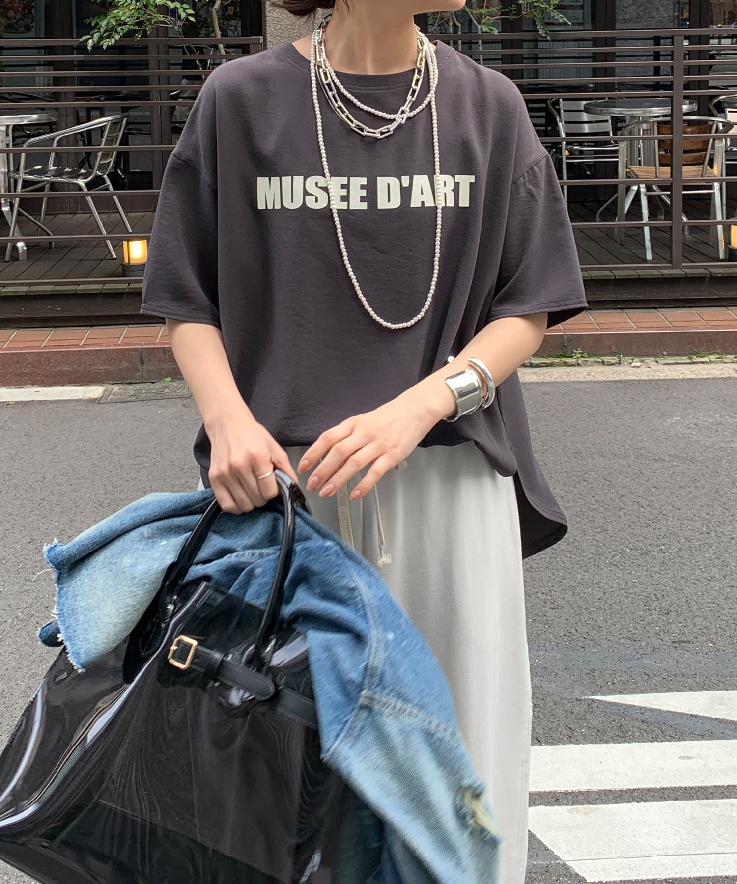 DOUDOU(ドゥドゥ) 【お気に入り総選挙２位！】【昨年大人気の“テロTEE” 】バックボタンジョーゼットロゴTEE