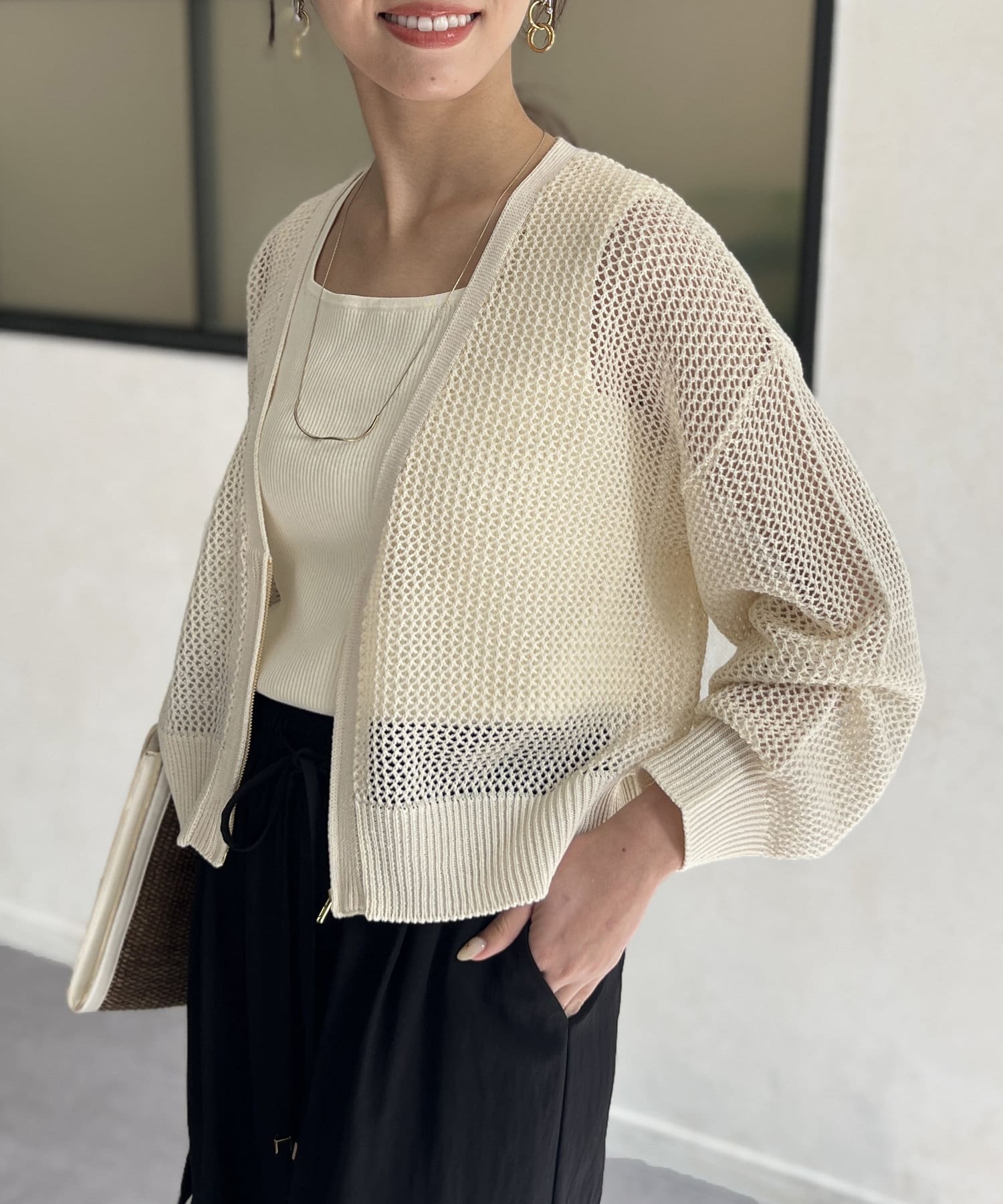 メッシュニットカーディガン | Chez toi(シェトワ)レディース