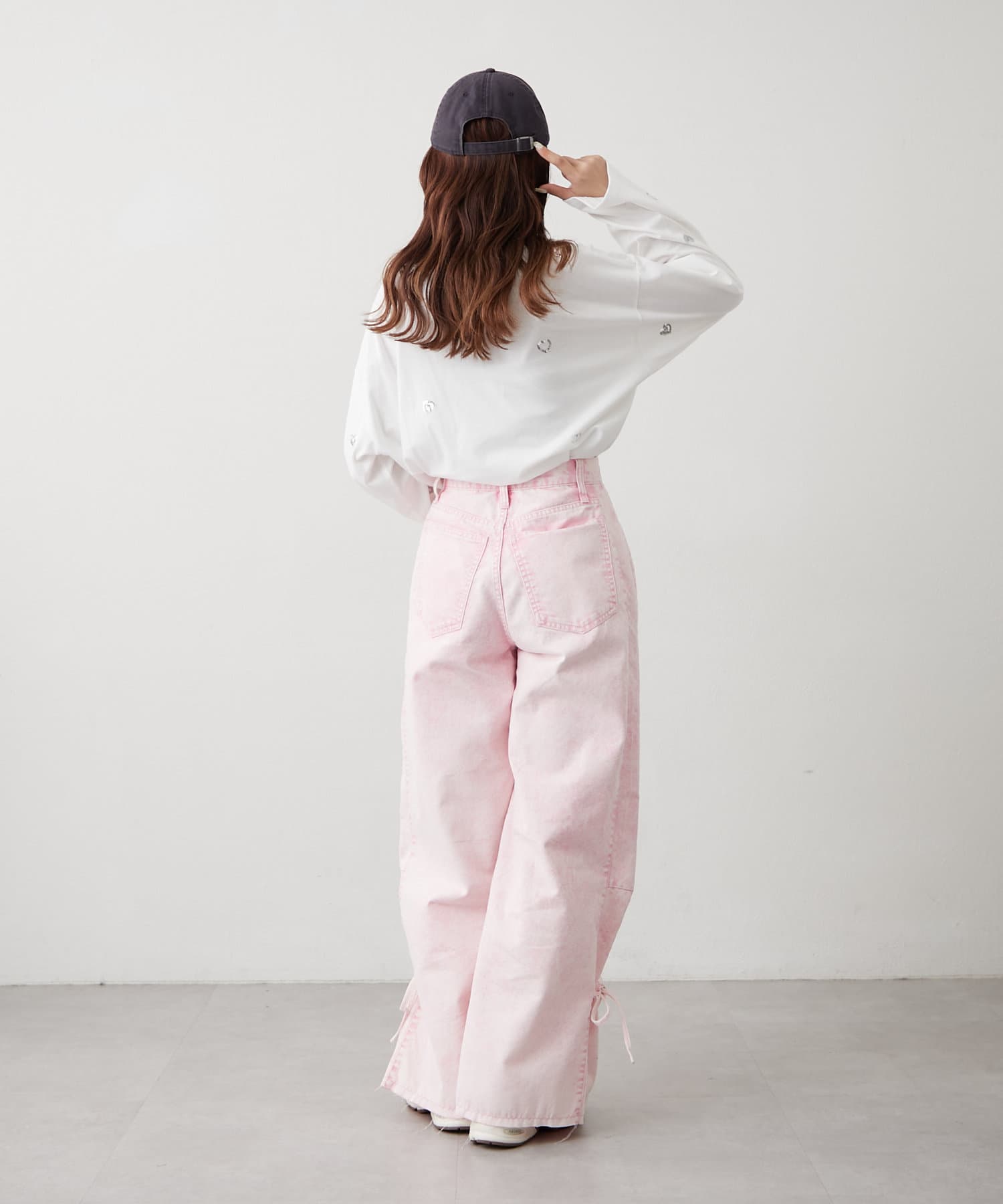 OUTLET(アウトレット) 【w closet】裾リボンワイドデニムパンツ