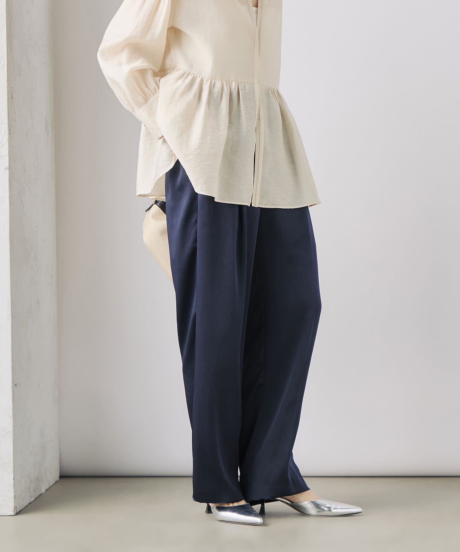 NOLLEY'S(ノーリーズ) ウォッシャブルサテンイージーパンツ