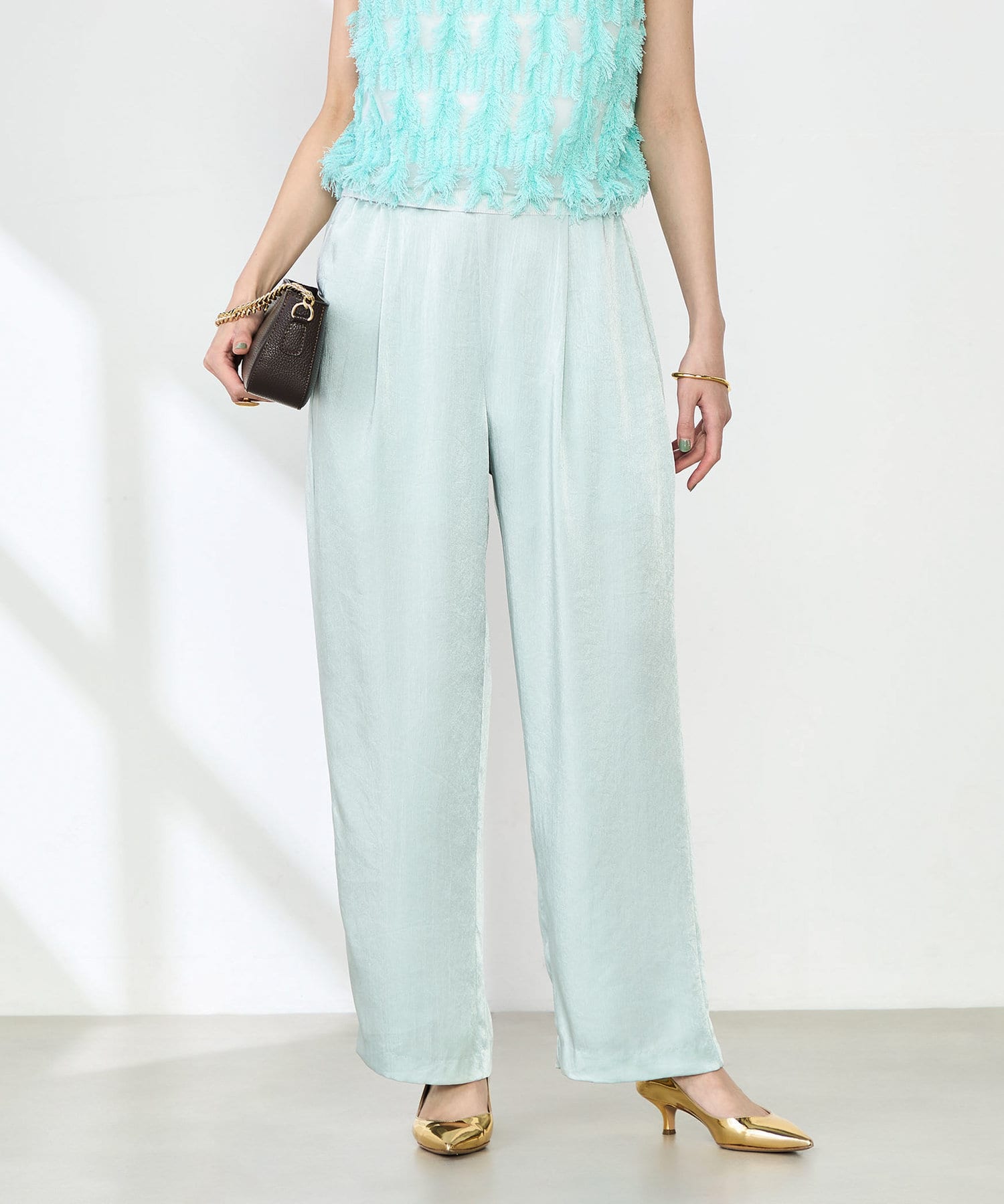 NOLLEY'S(ノーリーズ) ウォッシャブルサテンイージーパンツ