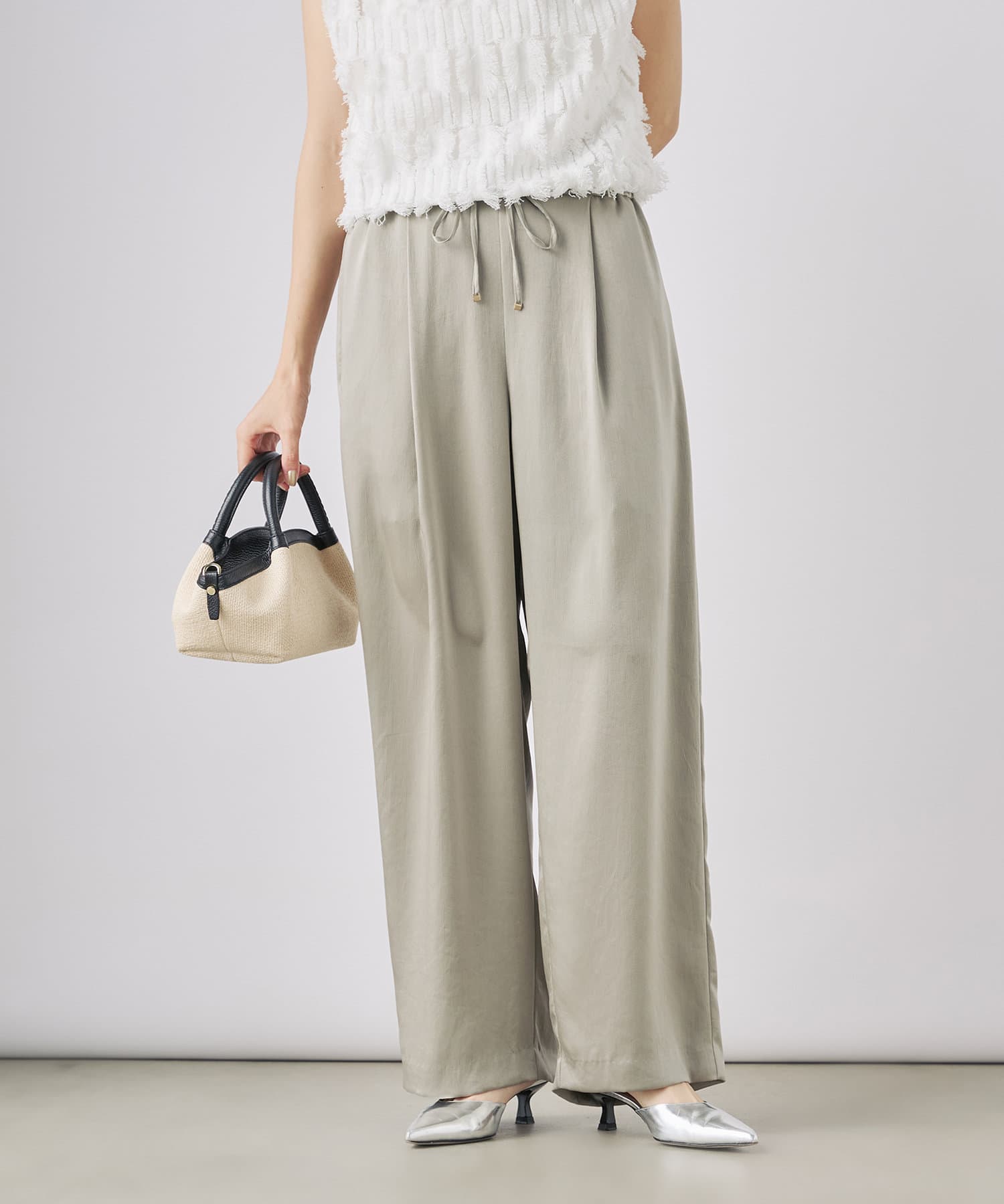 NOLLEY'S(ノーリーズ) ウォッシャブルサテンイージーパンツ