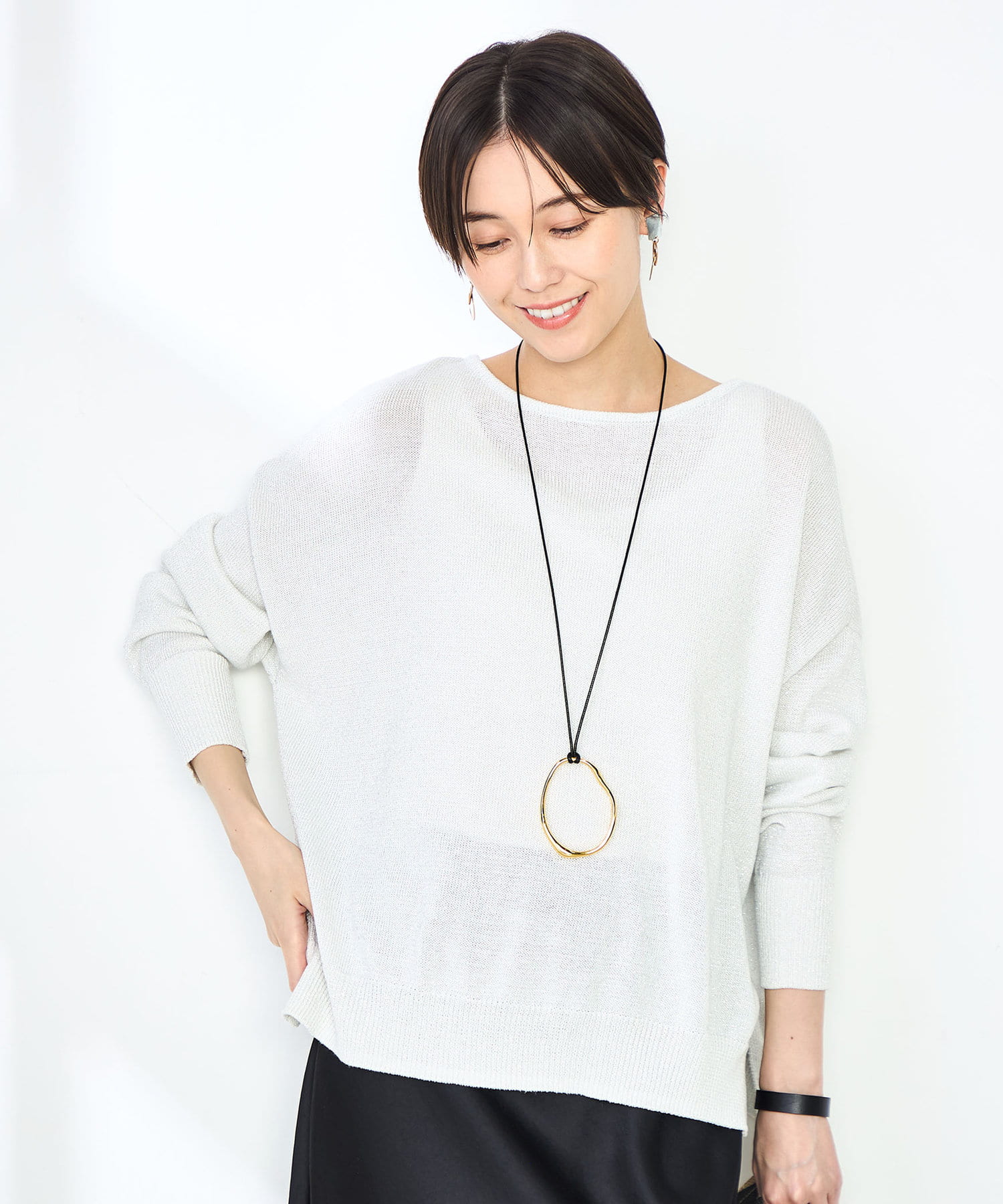 NOLLEY'S(ノーリーズ) 《手洗い可能》ギマコットンヘンリー2WAYプルオーバーニット