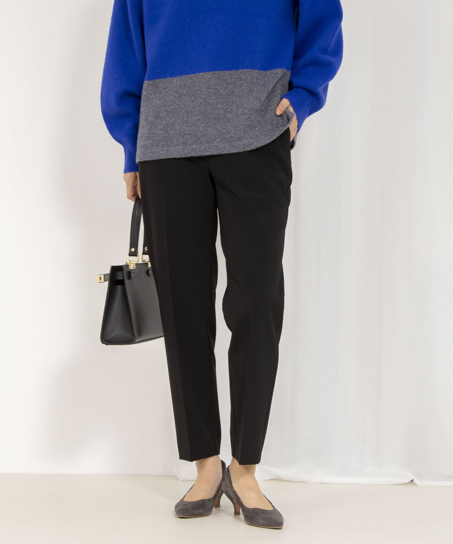 NOLLEY'S(ノーリーズ) 《セットアップ対応》ウォッシャブルダブルクロススリムパンツ