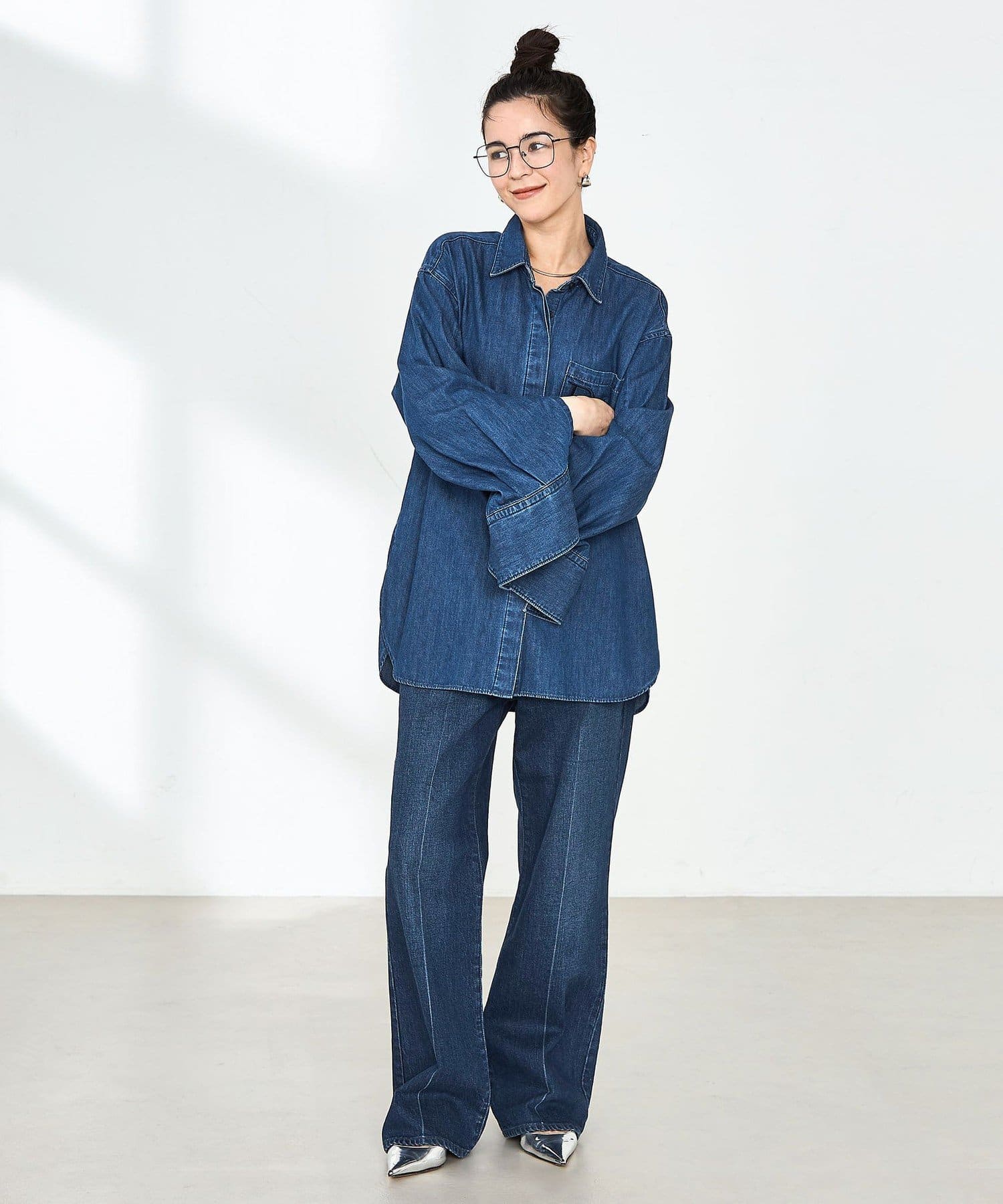 NOLLEY'S(ノーリーズ) 【RM denim】センタープレスハイウエストデニム