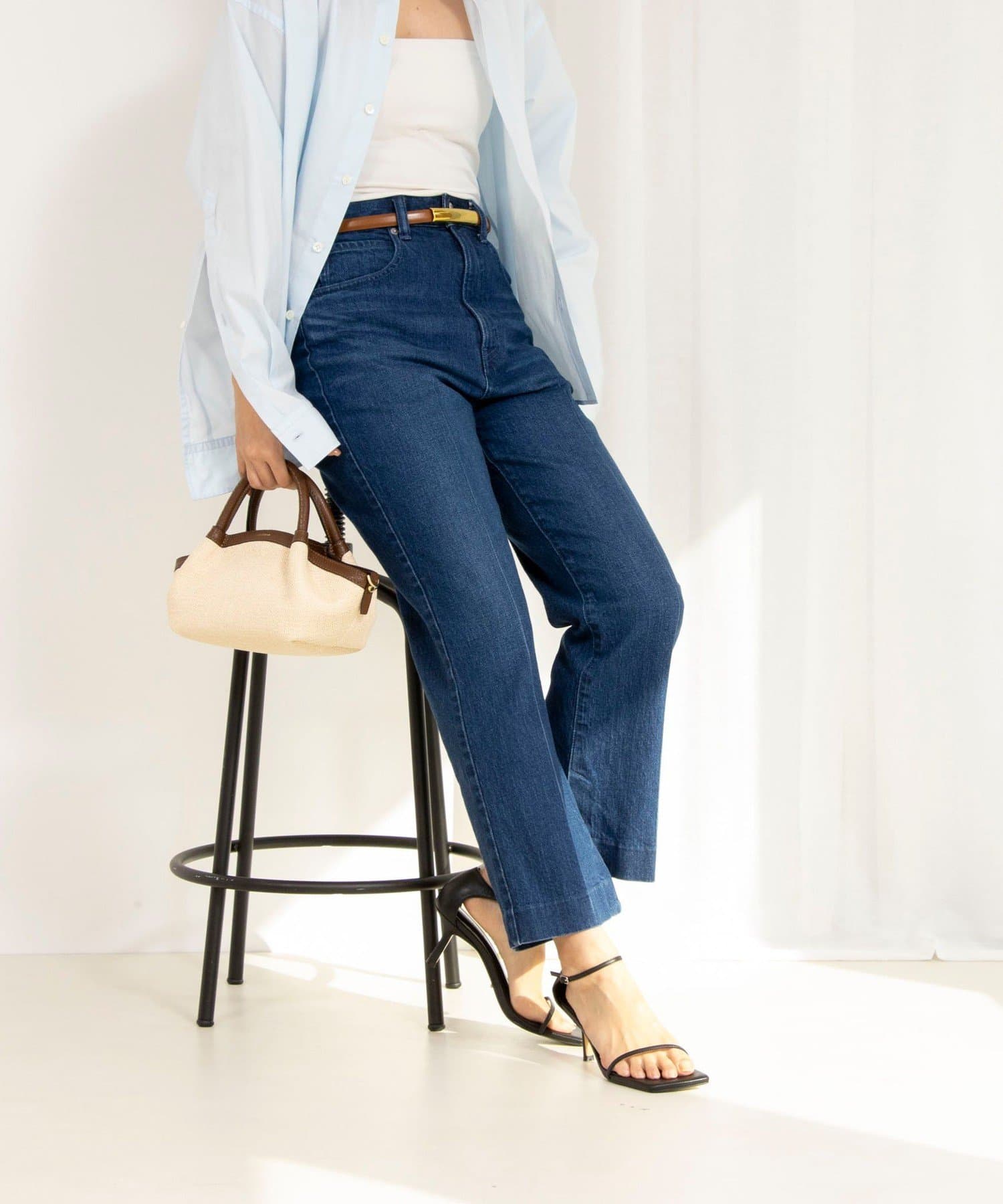 NOLLEY'S(ノーリーズ) 【RM denim】スリットクロップドハイウエストデニム