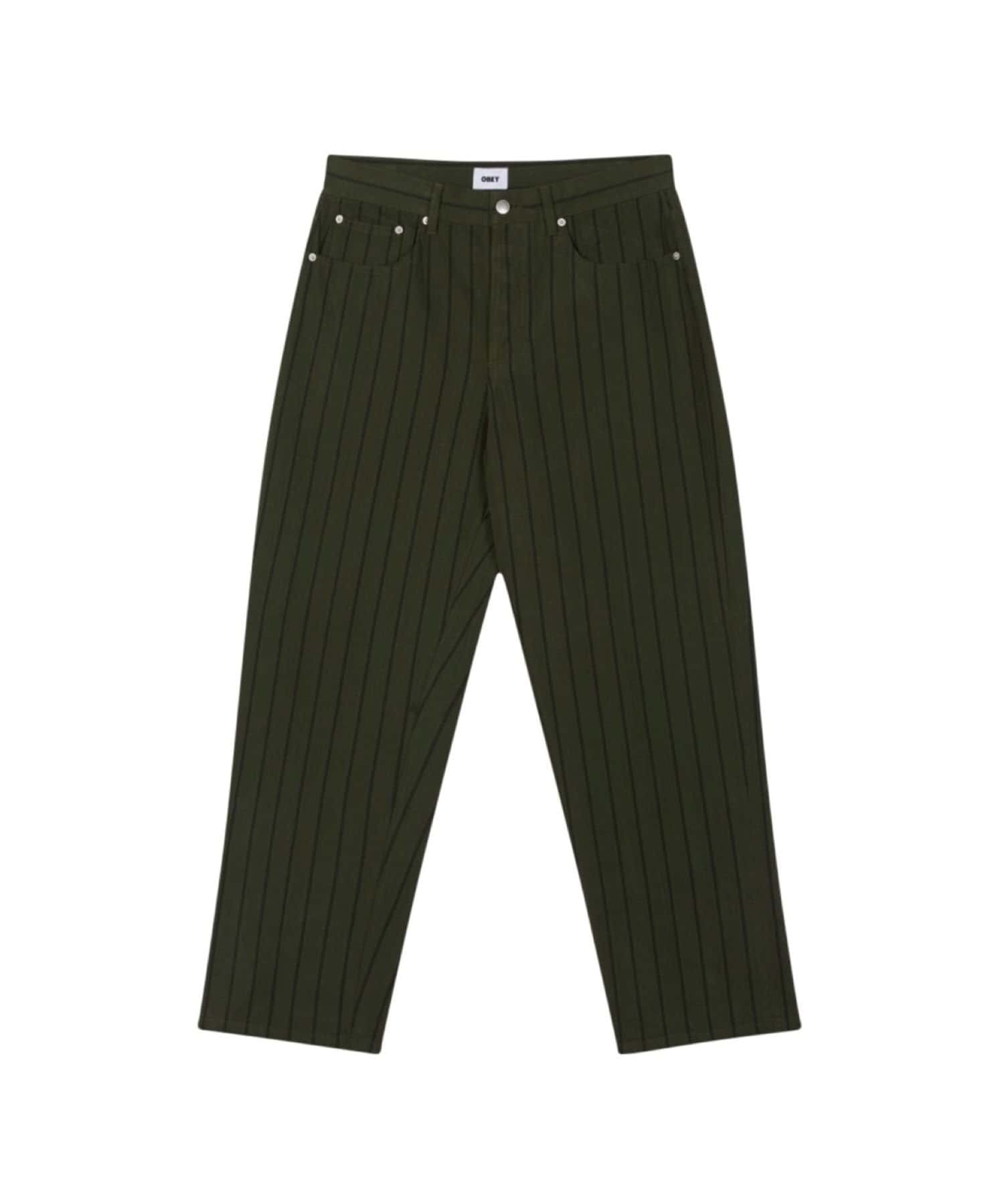 【OBEY/オベイ】CLASSIC BAGGY STRIPE DENIM/■デザインクラシックバギーストライプデニムは、クラシックなボタンフライ付きデニム。シャンクボタンクロージャー、5ポケットデニム