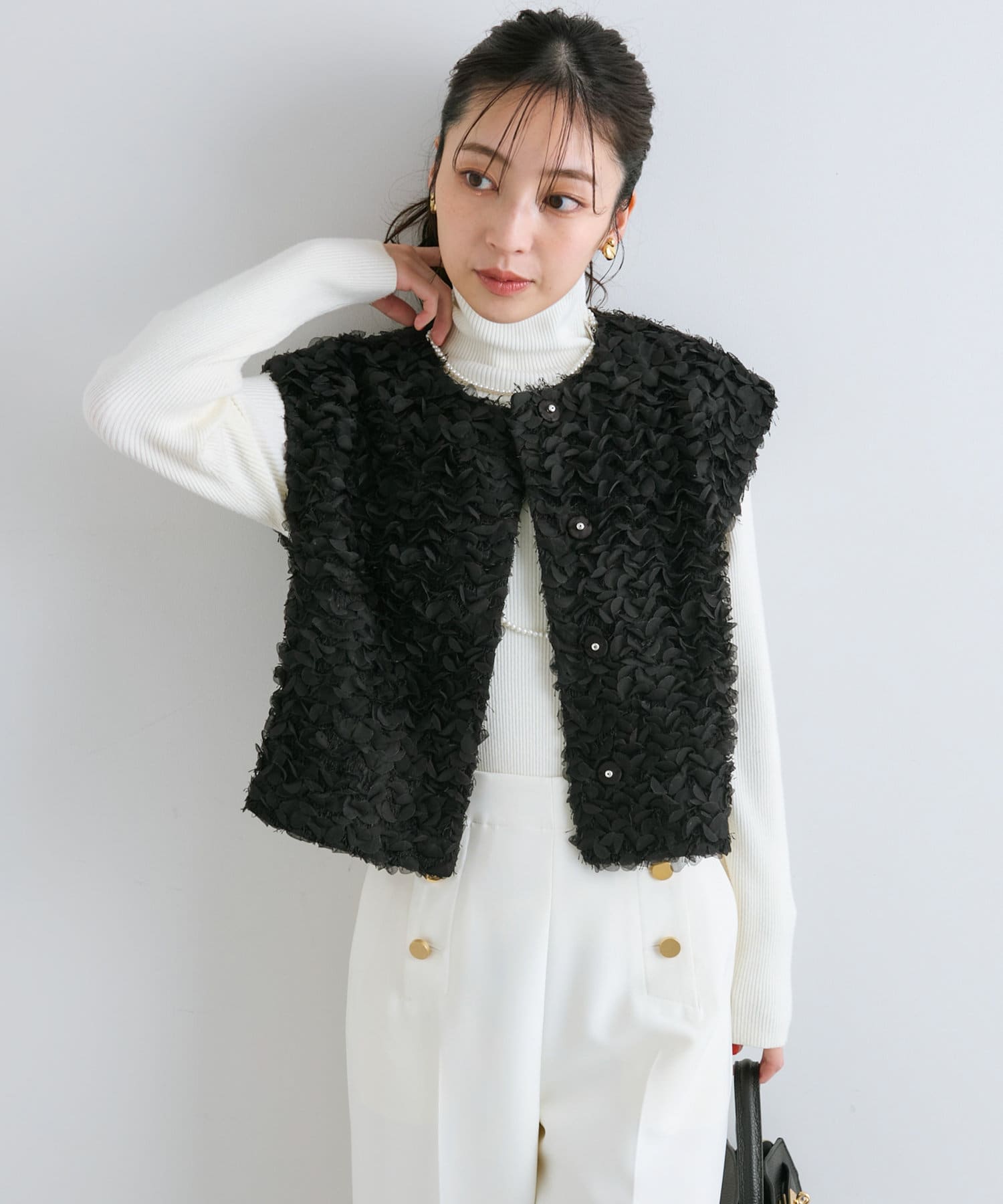セットアップ可】お花フェザーチュールベスト | La boutique