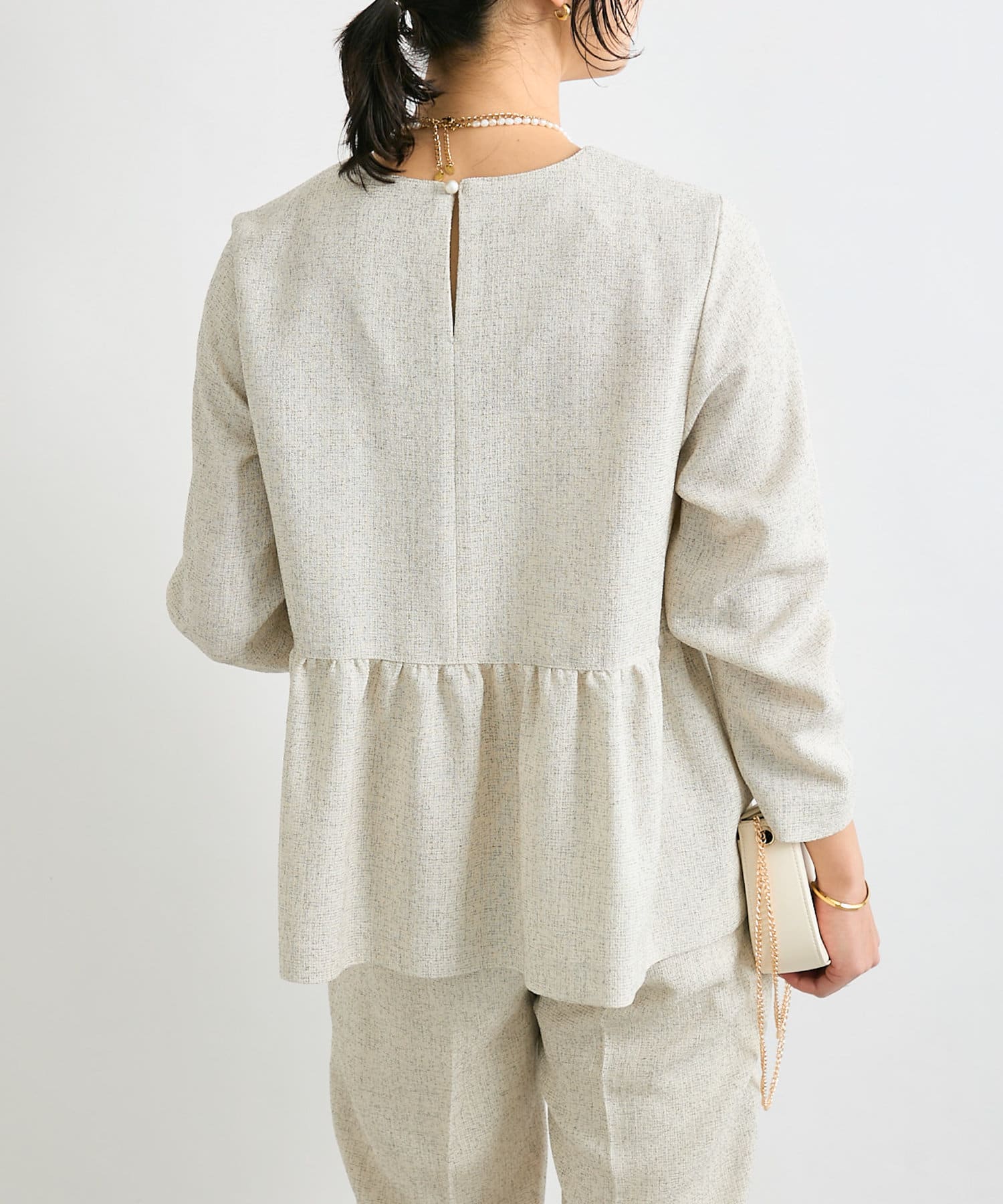 OUTLET(アウトレット) 【RIVE DROITE】ツイードペプラムブラウス