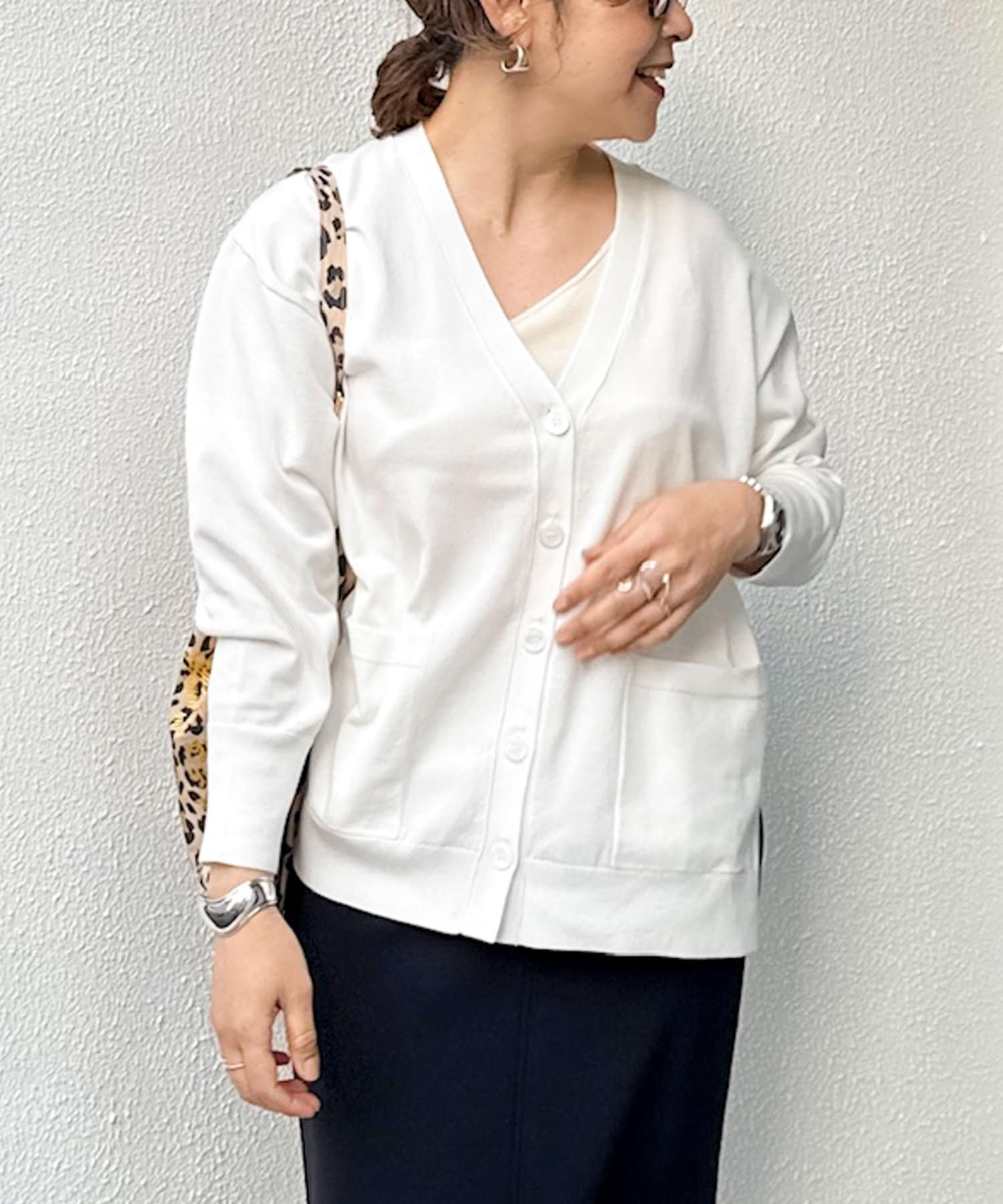 NOLLEY'S(ノーリーズ) 《手洗い可能》綿アセVネックカーディガン