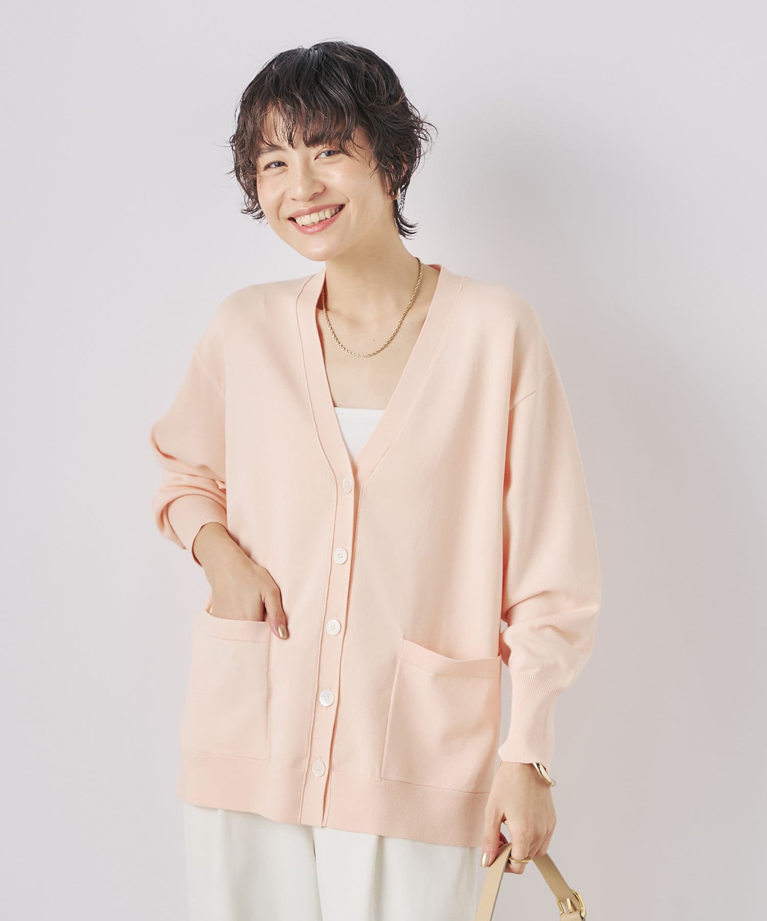 NOLLEY'S(ノーリーズ) 《手洗い可能》綿アセVネックカーディガン