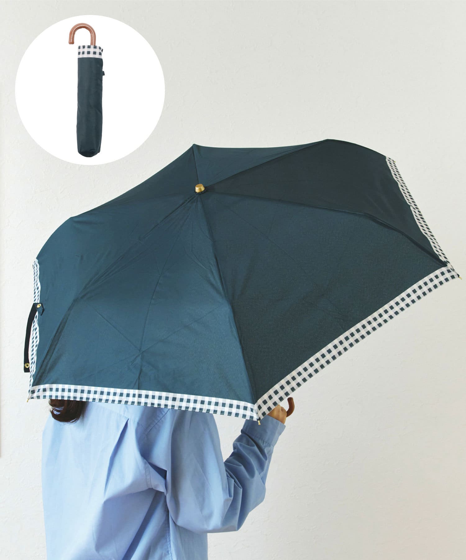 salut!(サリュ) 雨晴兼用雨傘折チェックライン