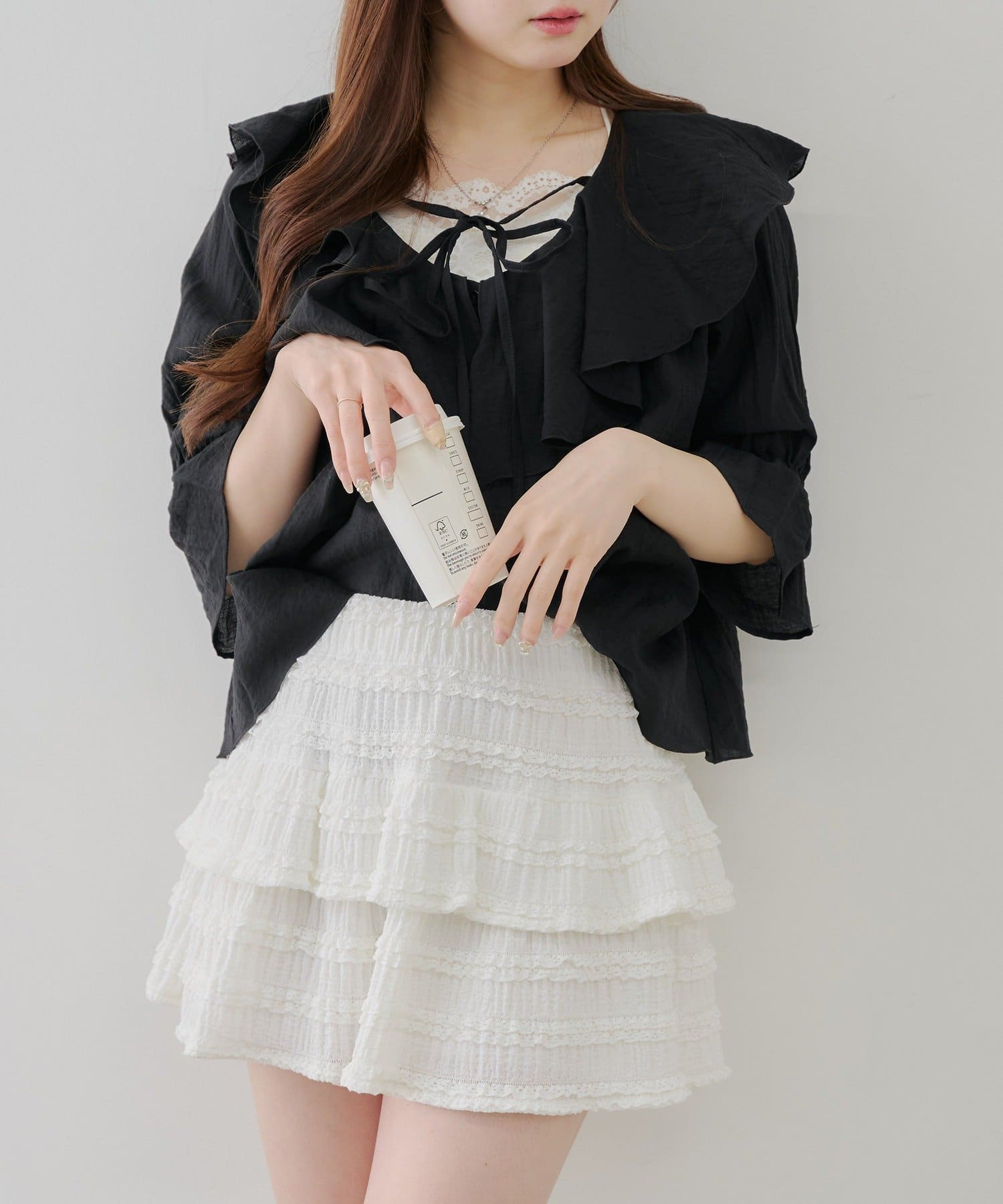 NICE CLAUP / OLIVE des OLIVE OUTLET(ナイスクラップ  / オリーブ デ オリーブ アウトレット) 【continuer】楊柳ラッフルブラウス